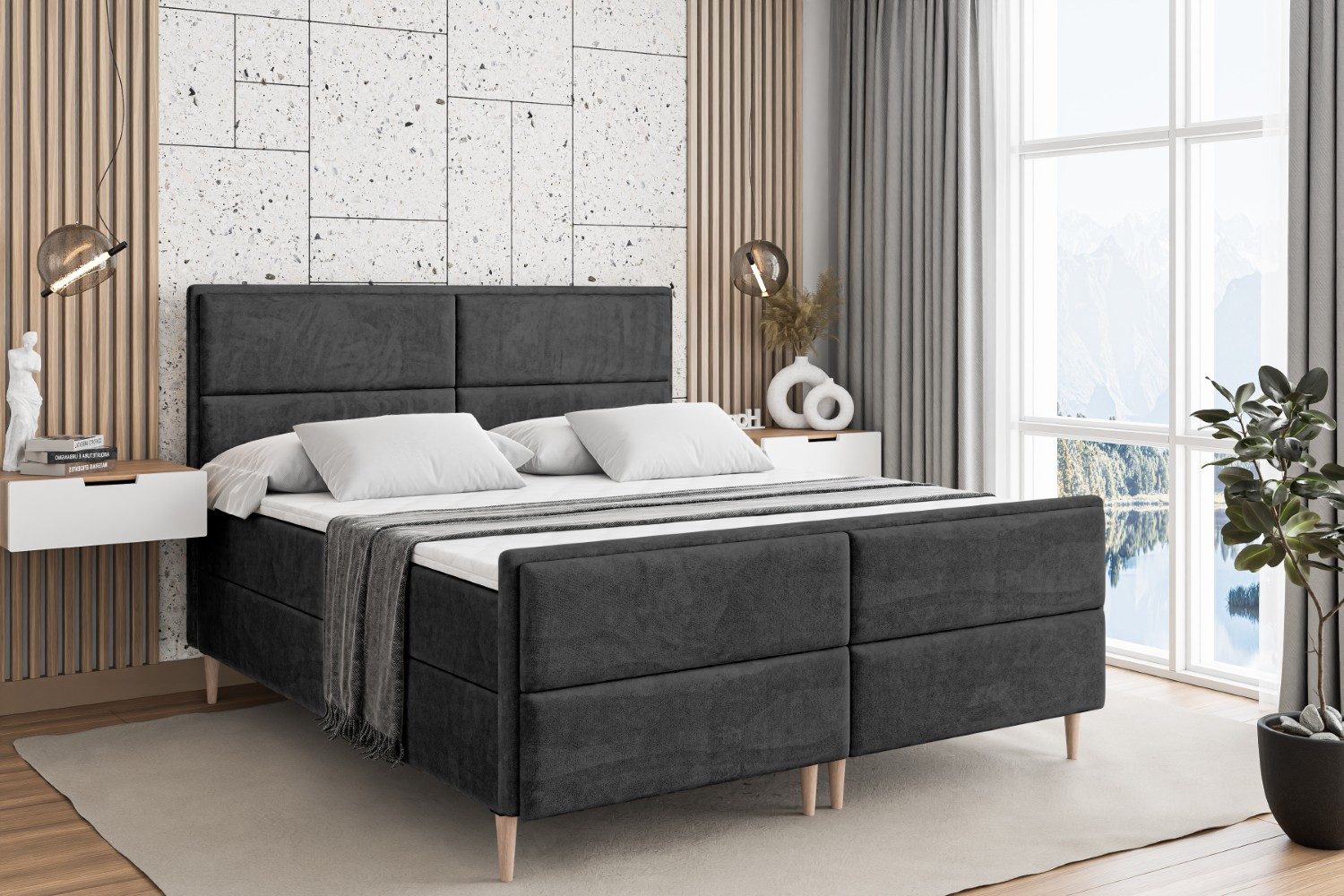 ALTDECOR Boxbett AURA-F-Z (Multipocket-Matratze H4, H3 Matratze Bonellfederung, Topper, Kopfteil)