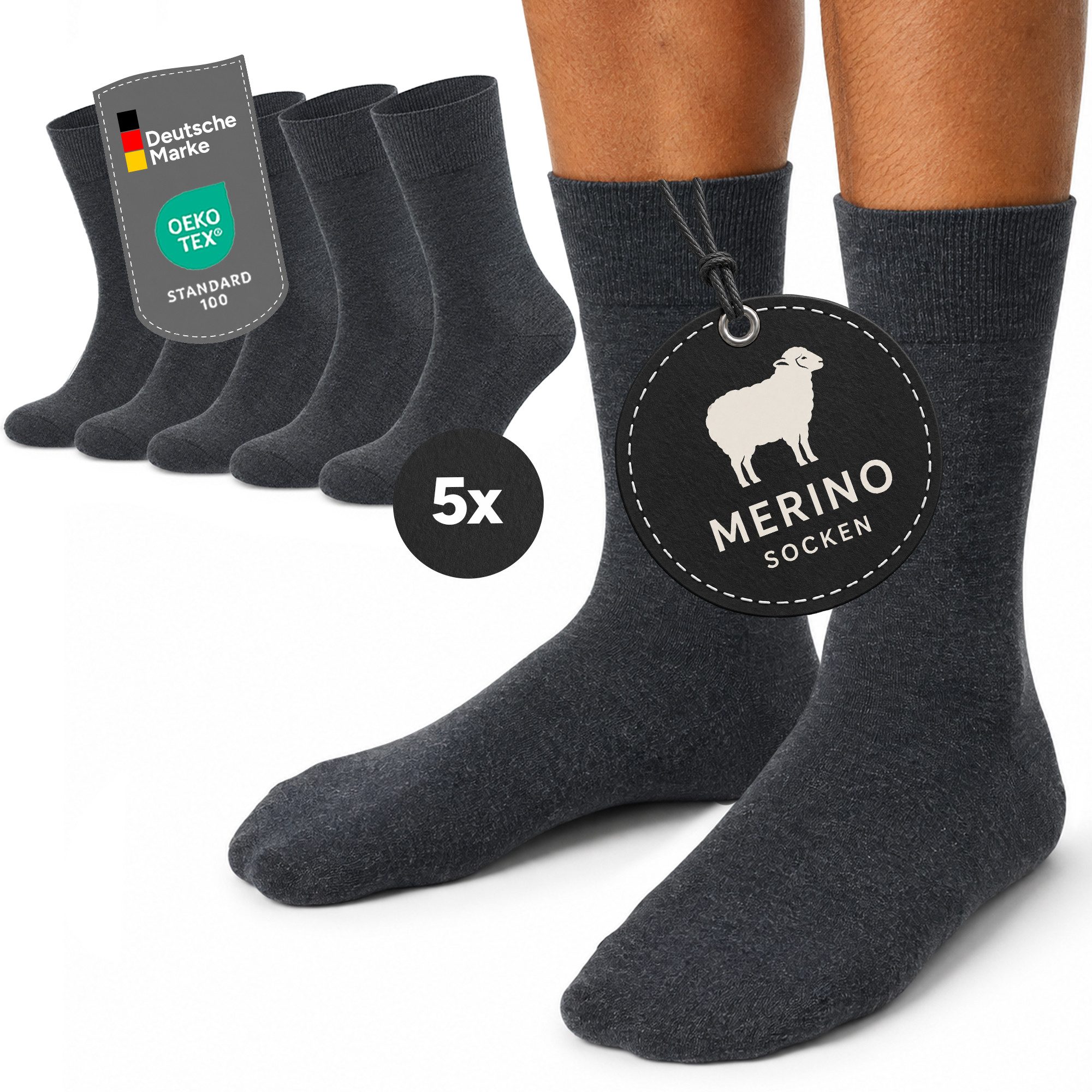 GAWILO Businesssocken für Herren aus 64% Schurwolle - Klimaregulierende Merino Socken (5 Paar) Socken aus Merino Wolle kühlen im Sommer und wärmen im Winter