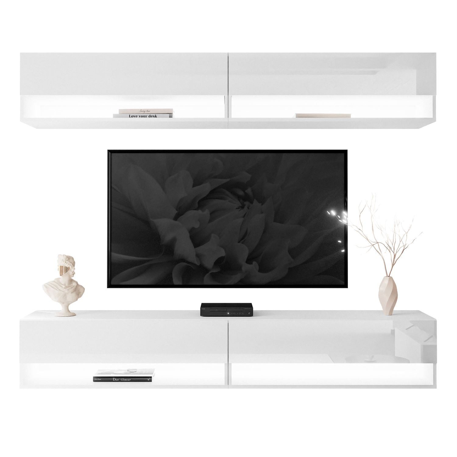 Lookway TV-Wand CALANTE Wohnwand mit LED-Beleuchtung, (Komplett-Set, 4x RTV Schrank)