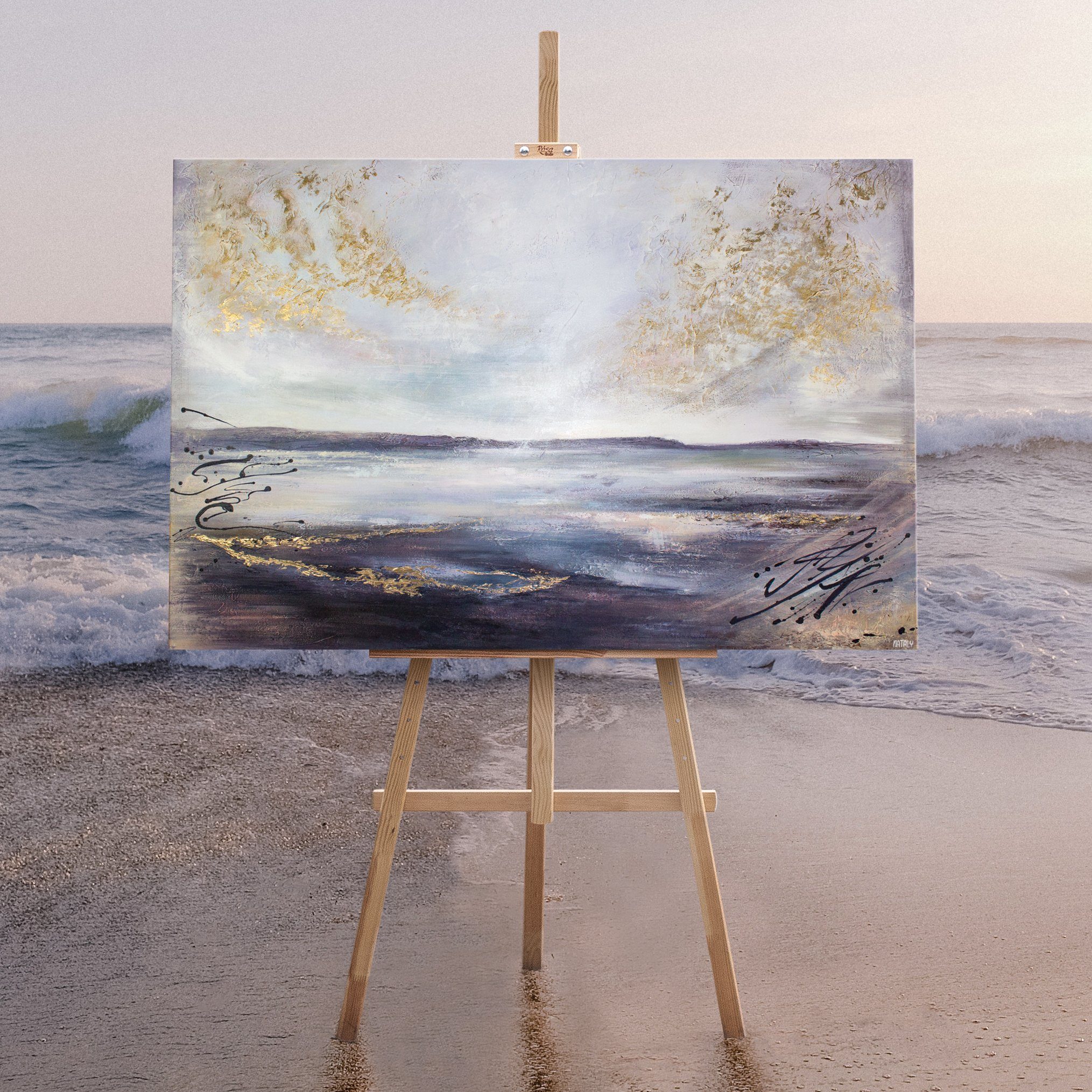 Meereslandschaft Gemälde YS-Art Landschaft, Bild Meer-Weitblick, Strand Wasser Leinwand Meer Handgemalt