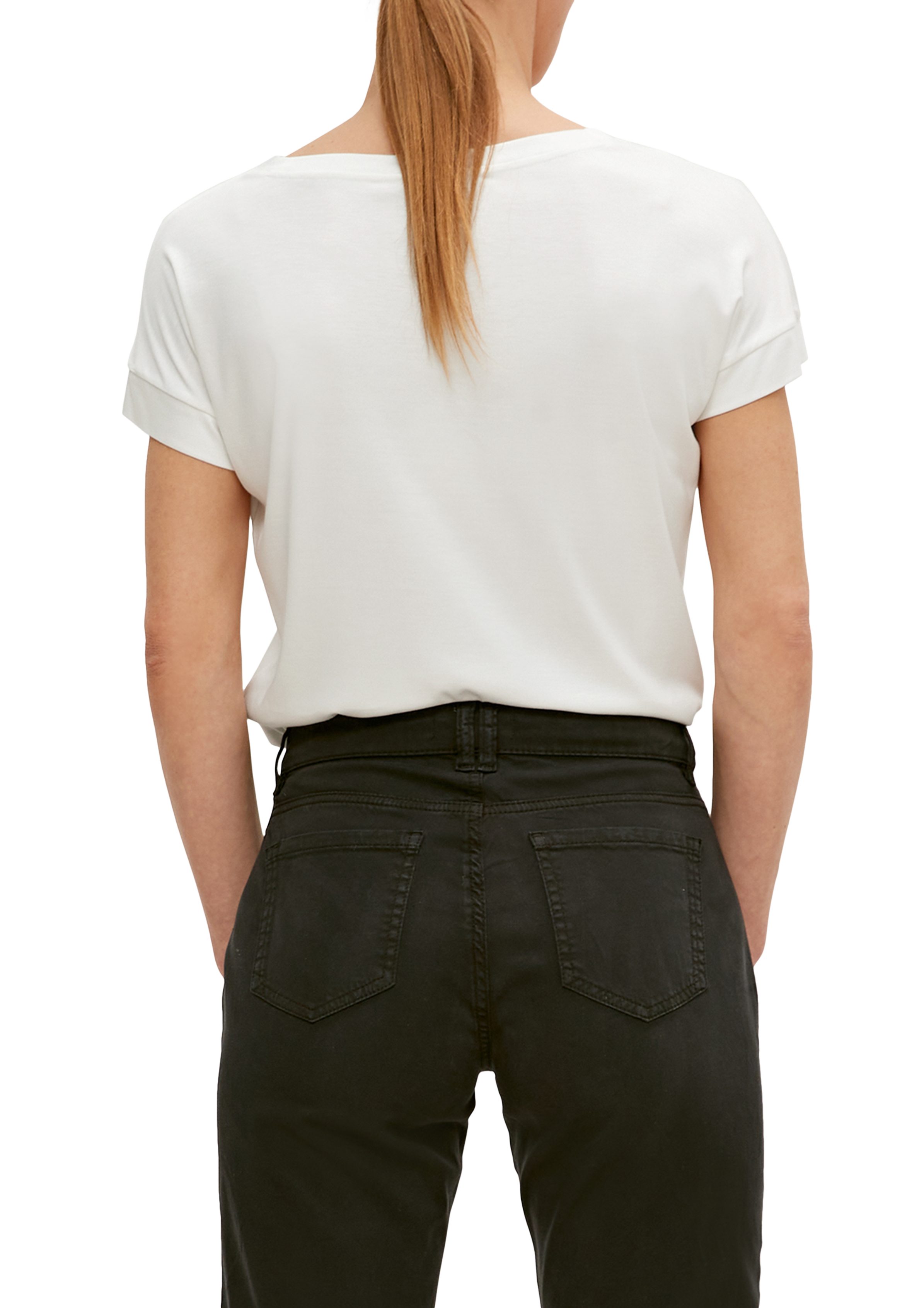 Innovation + white mit off Protect Shirttop V-Ausschnitt ^Derma T-Shirt GmbH Comma