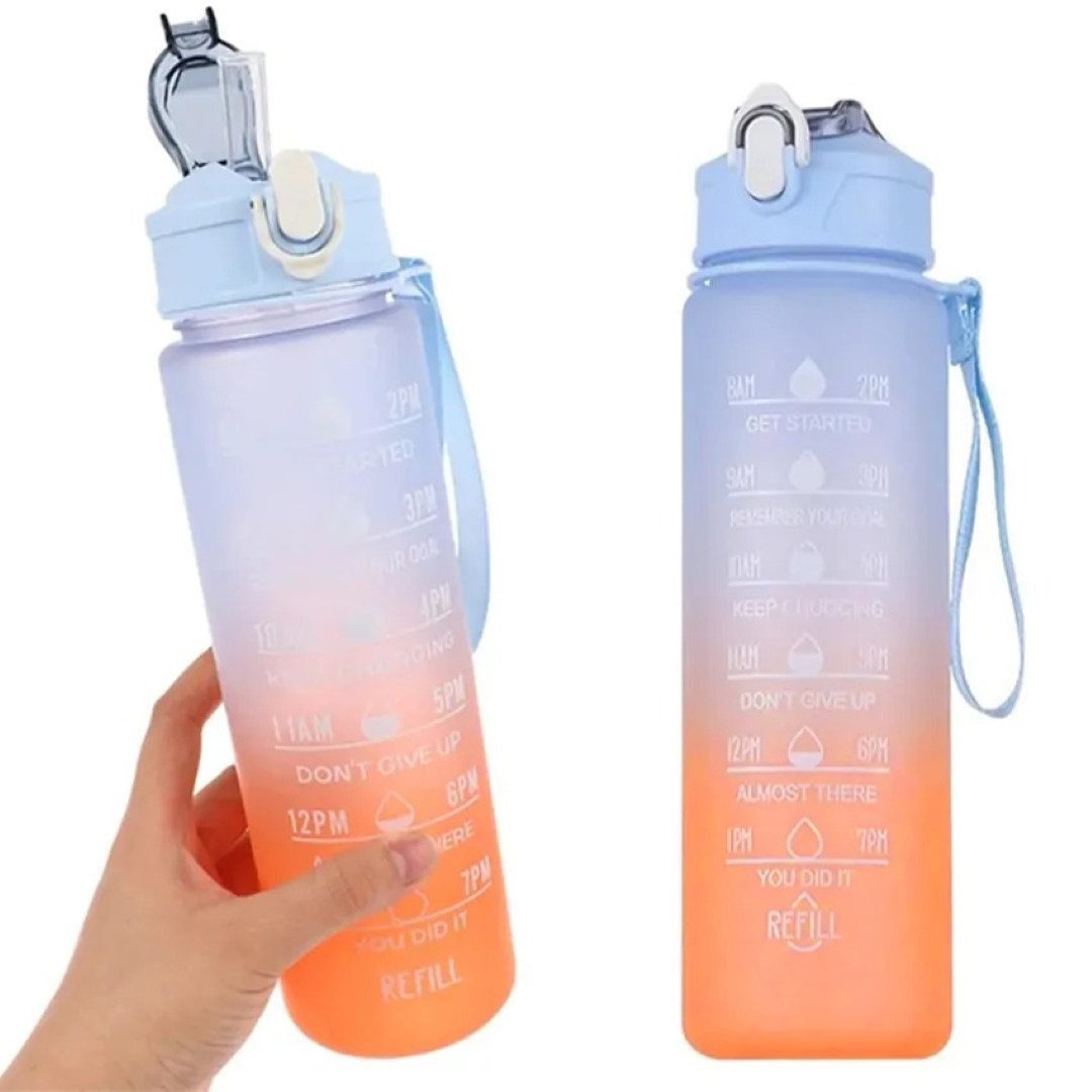 Foxter Sport Trinkflasche Tritan Sport Trinkflasche 1l mit Strohhalm und Sicherheitsverschluss., 1l Tritanflasche mit integriertem Strohhalm, BPA-frei