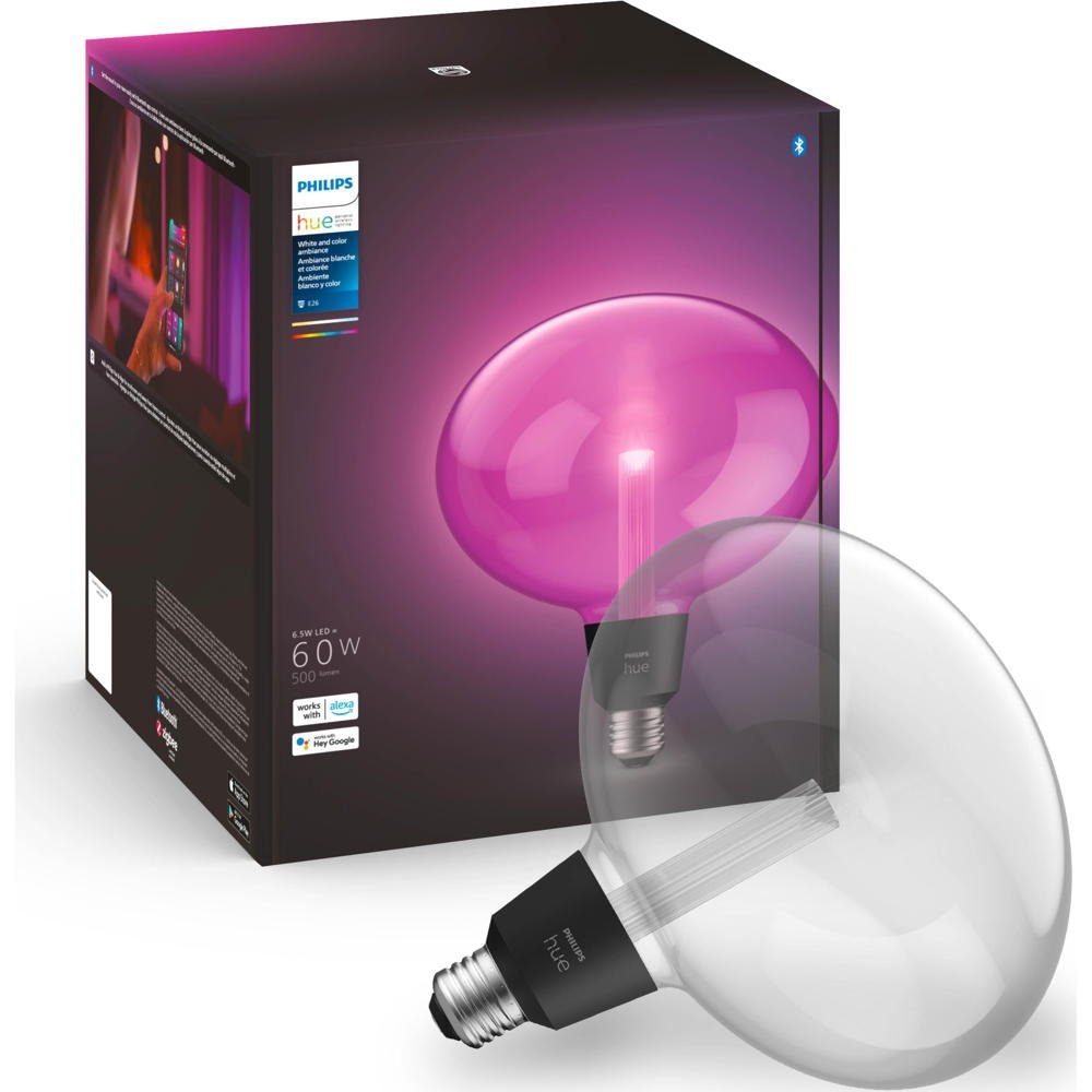 Philips Hue LED-Leuchtmittel Bluetooth White & Color Ambiance LED Lightguide E27 - Ellipse 6,5W, n.v, warmweiss