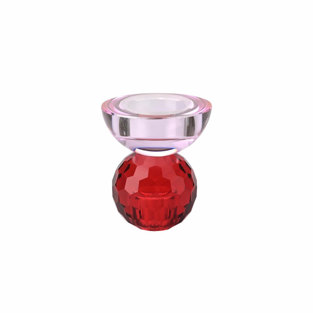 Kerzenhalter Sari Kugel Cabochon, Rot, Hellrosa, H 9 cm