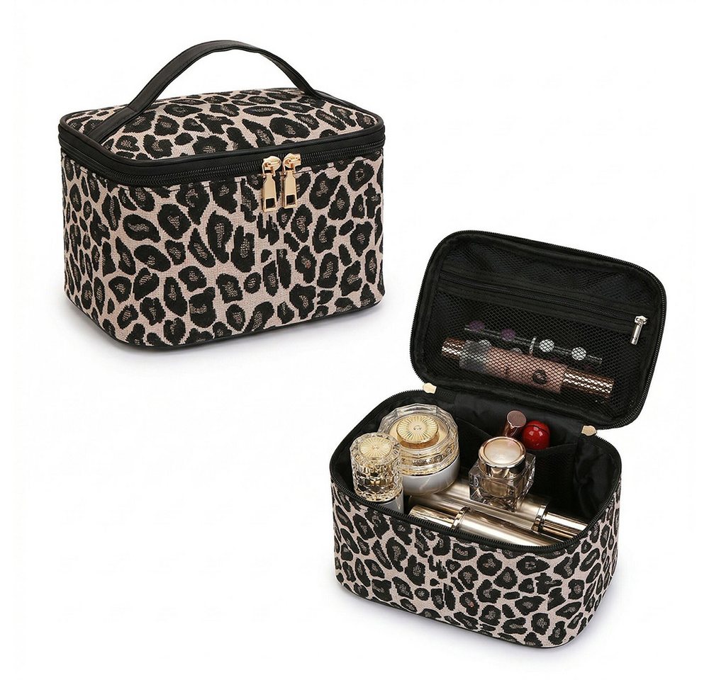 Agger Kulturbeutel Kosmetiktasche für Damen,Make-up-Tasche, tragbare (1-tlg), tragbare Kosmetiktasche mit Leopardenmuster,Waschbeutel, Beautycase