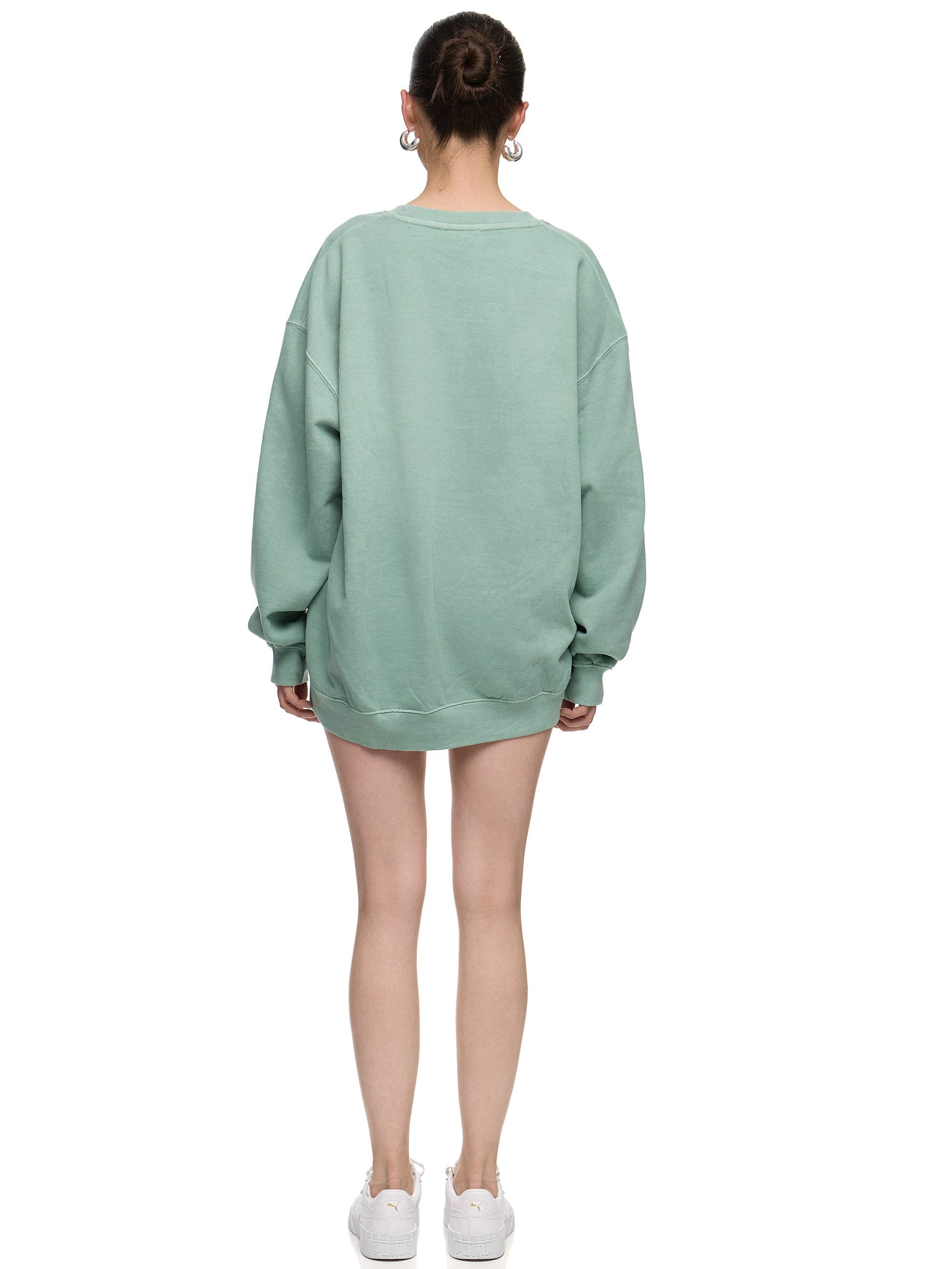 Worldclassca Sweatshirt Worldclassca Oversized Sweatshirt POSITIVE Print Langarm Pullover FREIZEIT SWEATSHIRT POSITIVE MINT VIBES LIFE ANIMAL PRINT