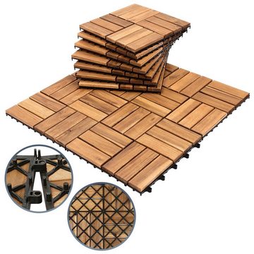 Bettizia Holzfliesen 1-10 Terrassenfliesen, 11-110 Stück, Akazien-Holz Balkonplatten - 4, 44er Set, 44 St., 30x30cm = 1qm pro Fliese, rutschfest, Stecksystem, langlebig