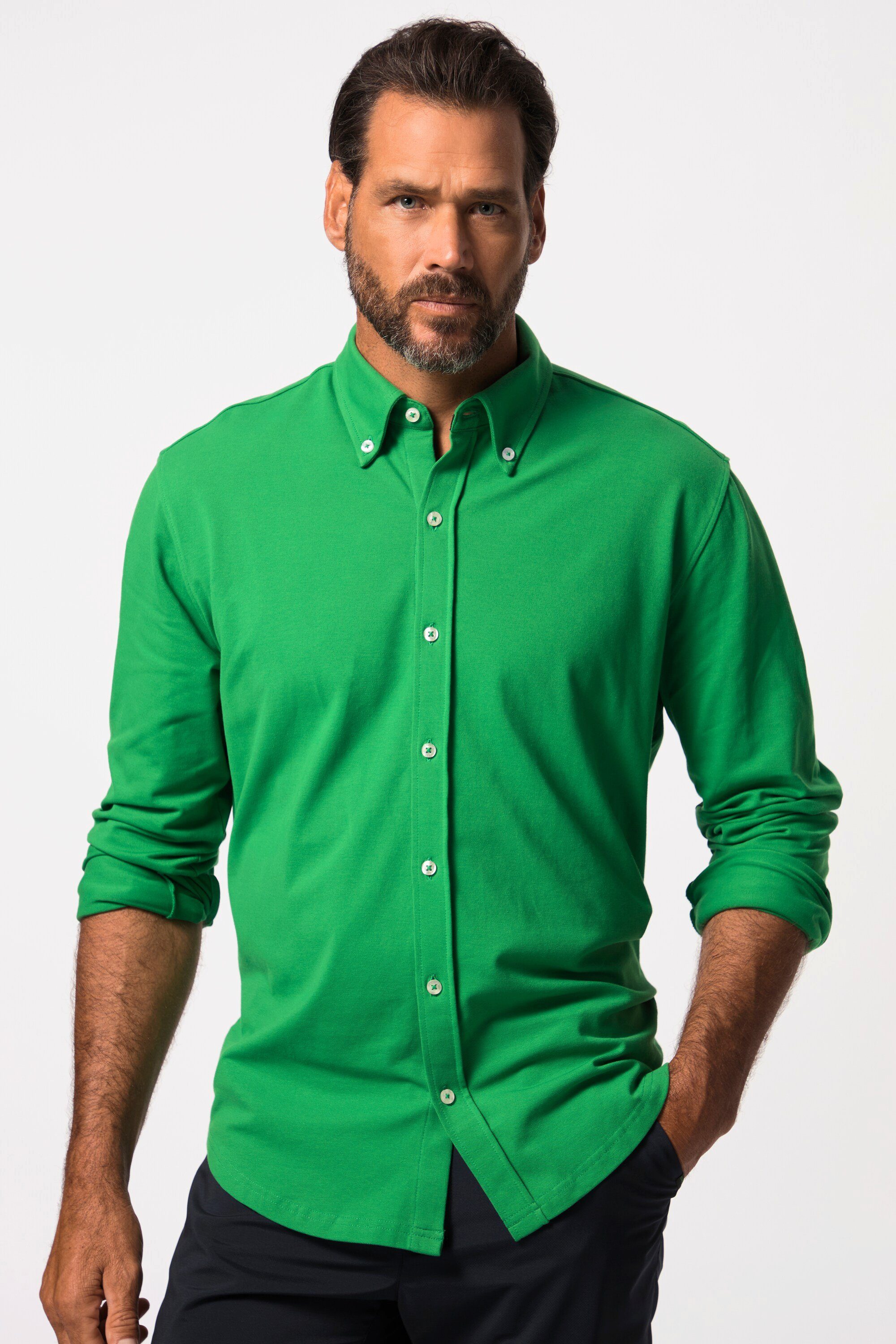 JP1880 Businesshemd Piqué-Hemd FLEXNAMIC® Golf Buttondown-Kragen