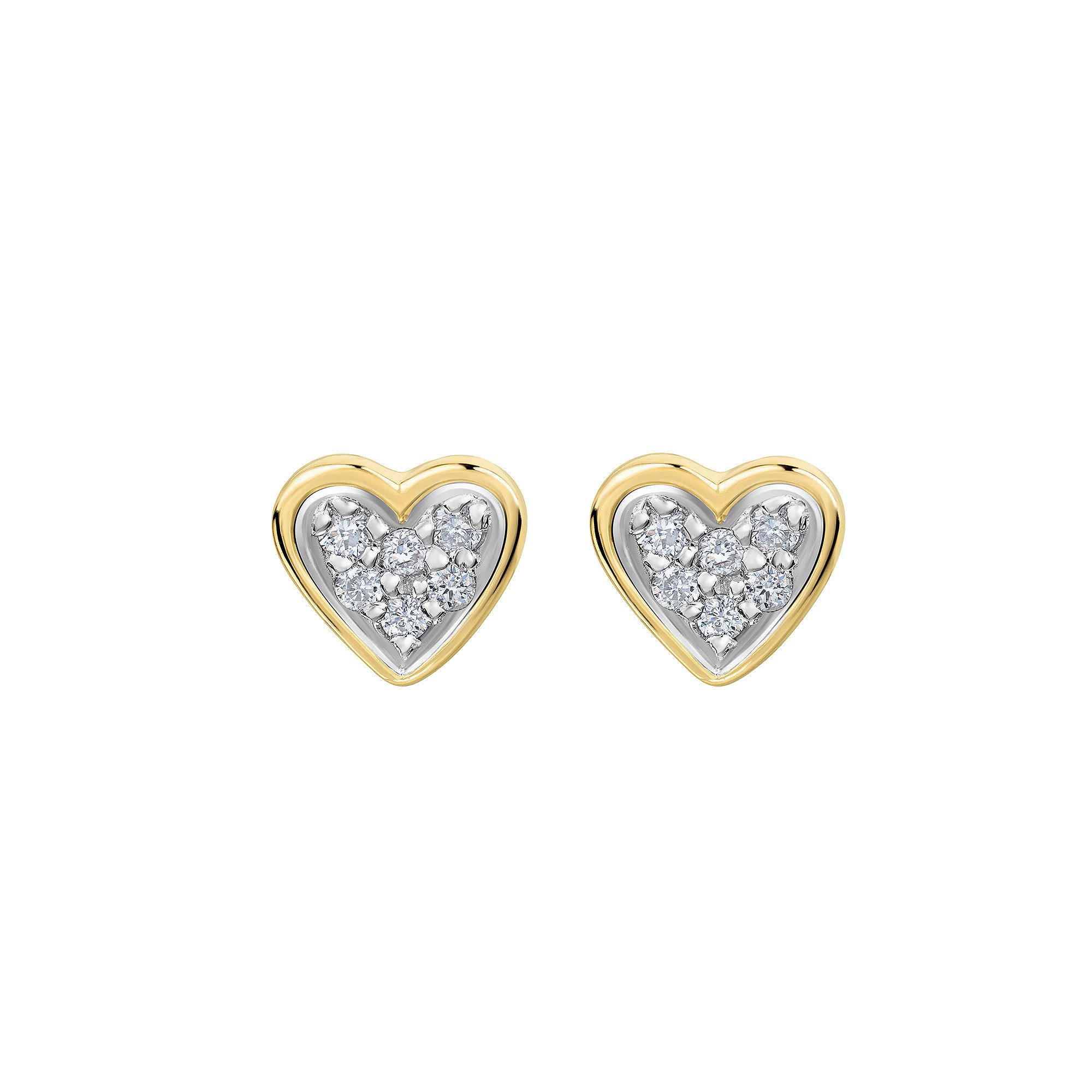 Diamonds by Ellen K. Paar Ohrstecker 585/- Gelbgold bicolor 12 Brill. 0,052ct. Herz