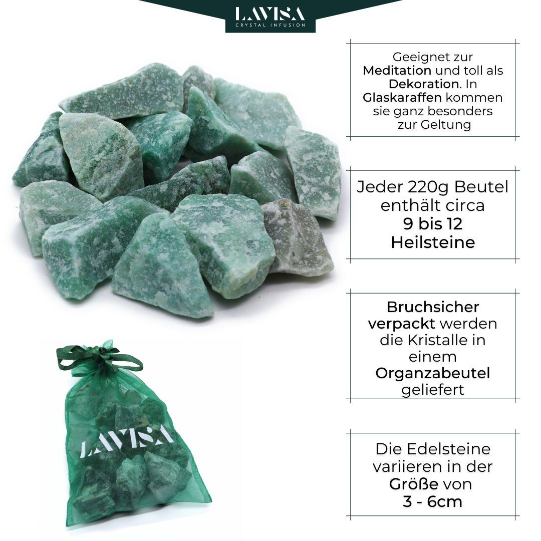 Grüner Edelsteine, Aventurin Natursteine Edelstein LAVISA Mineralien Dekosteine, Kristalle, echte