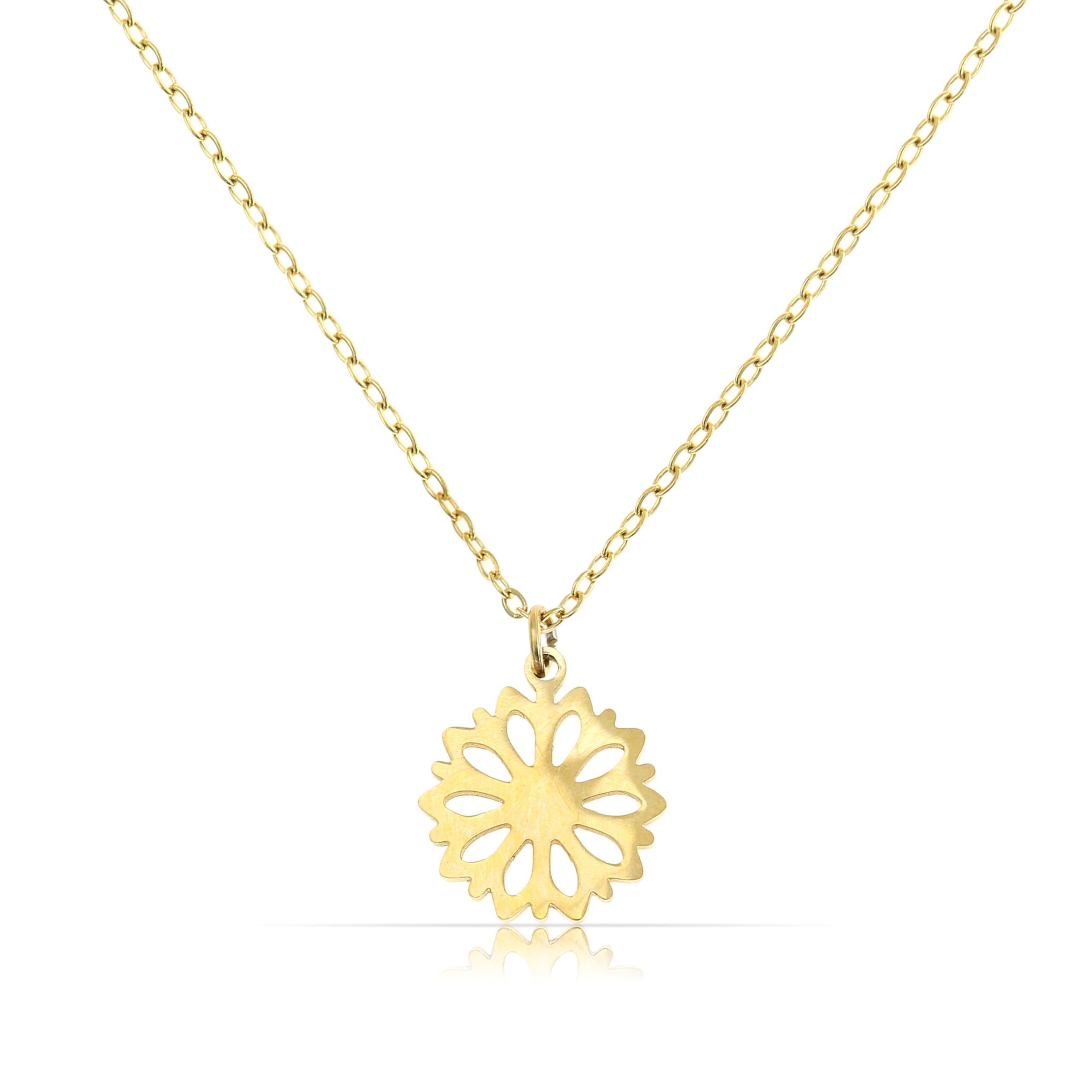 Kette mit Anhänger Damen Gold mit Blumen Anhänger aus Chirurgischem Edelstahl 40 + 5 cm
