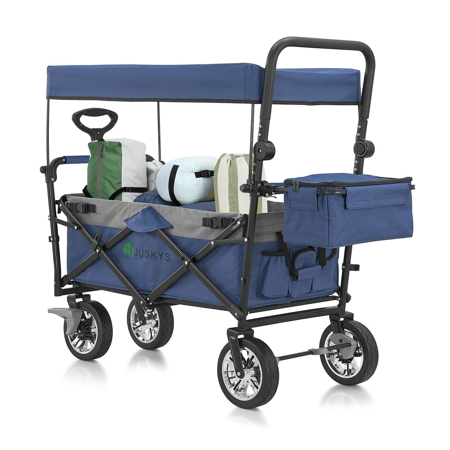 Juskys Bollerwagen, bis 120 kg belastbar, mit Dach & Tasche