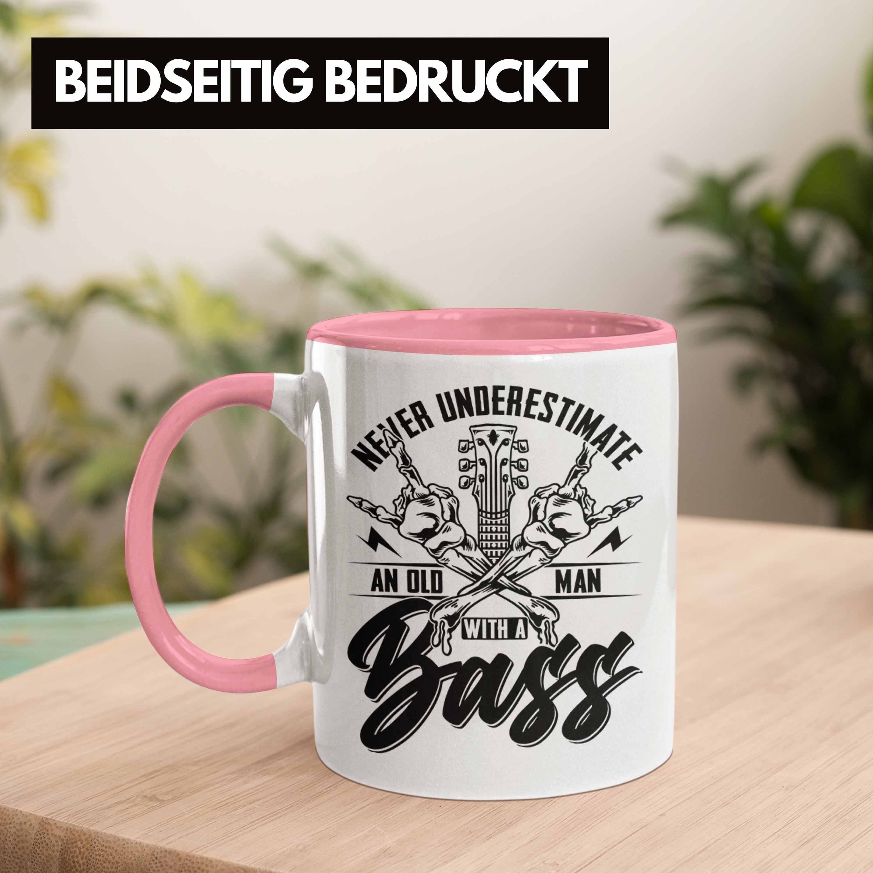 Kaffee-Becher Geschenkidee Never U Tasse Rosa Bass-Spieler Bassist Geschenk Trendation Tasse