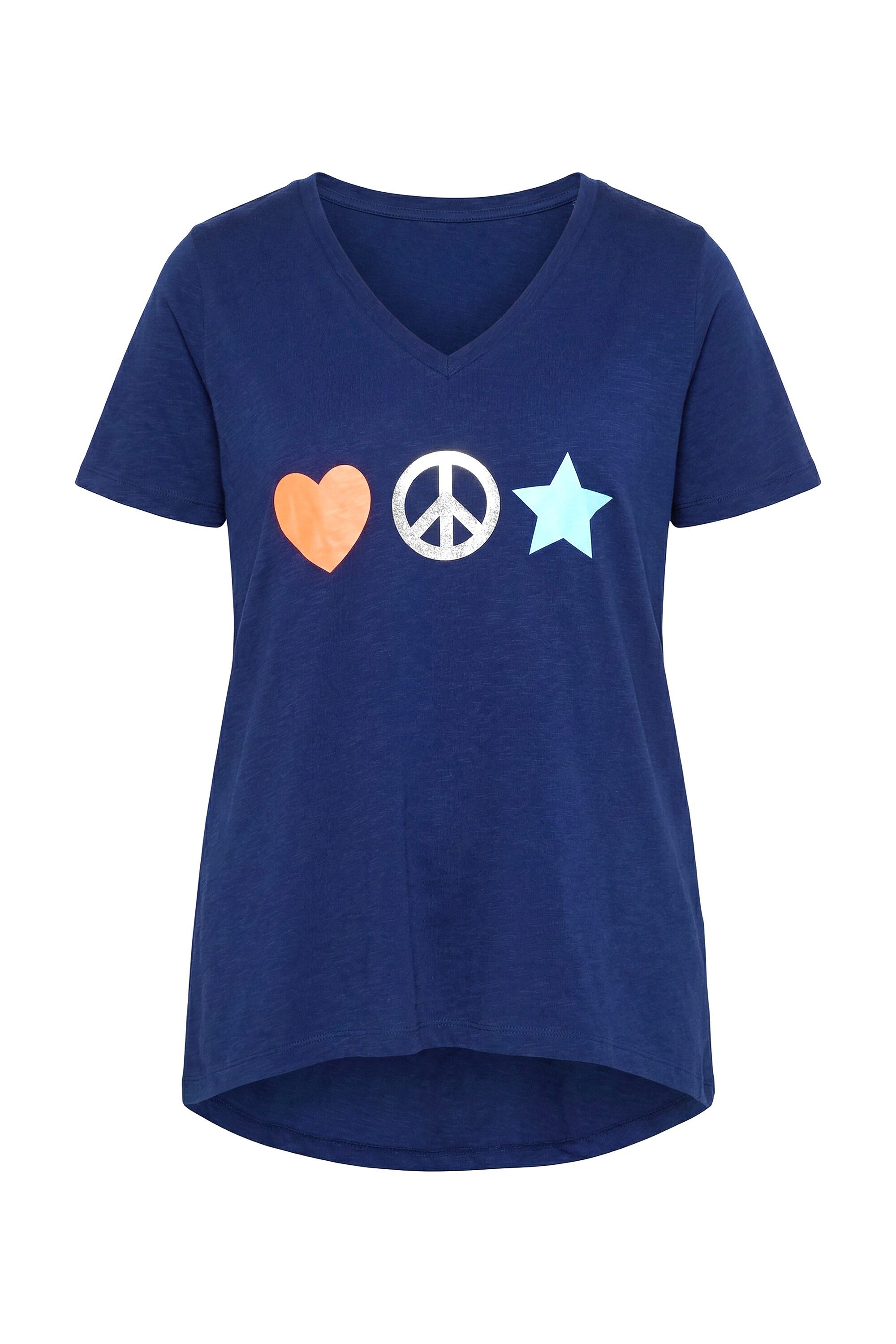 T-Shirt T-Shirt A-Linie Peace-Zeichen Halbarm