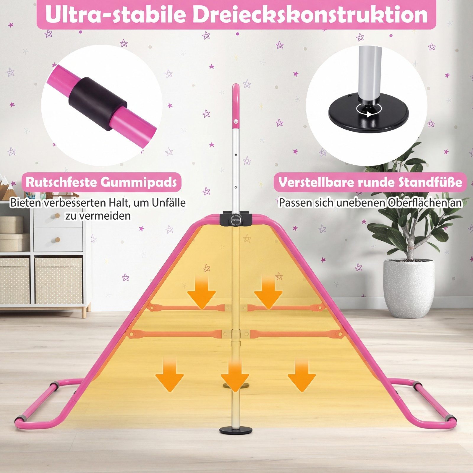 COSTWAY Turnreck, Klappbare Gymnastikstange mit rutschfester Basis