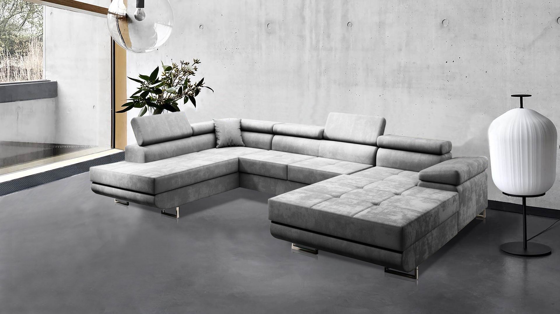 Beautysofa Ecksofa VILD U, U-Form Ecksofa im modernes Stil, Polstersofa, XXL Eckcouch für Wohnzimmer, mit Schlaffunktion + Bettkasten