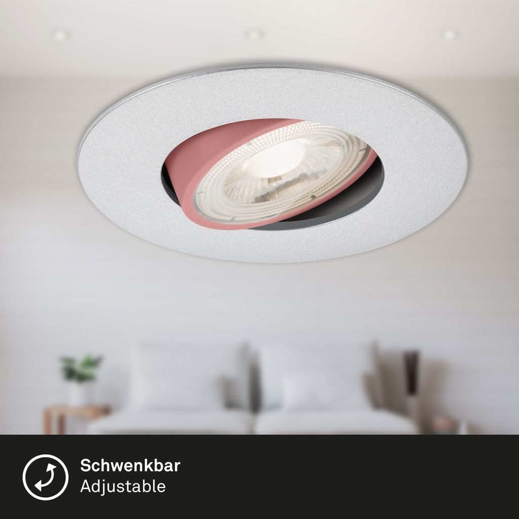 Briloner Leuchten LED Einbaustrahler 7146-034, LED fest integriert, 2700K - Extra-Warmweiß, Einbauleuchte SET ultraflach schwenkbar Ø9cm