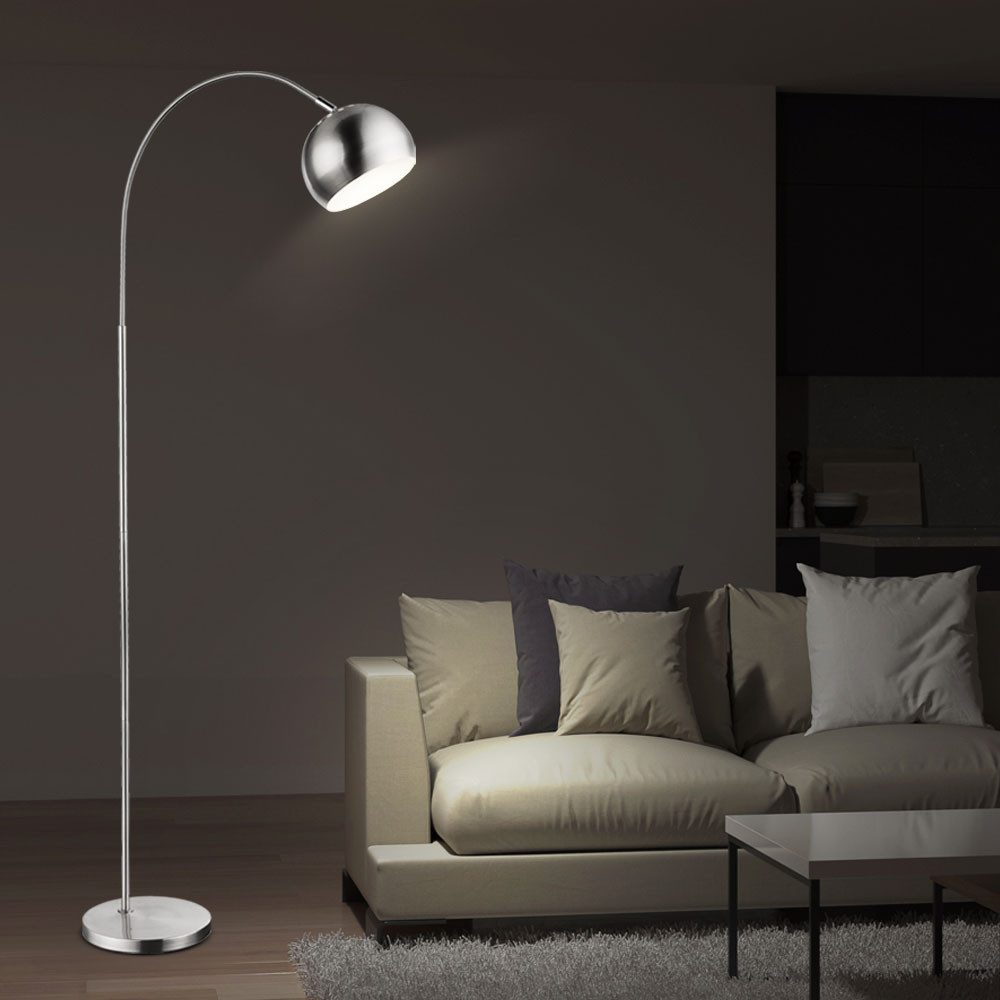 GLOBO LIGHTING LED Stehlampe, Leuchtmittel inklusive, Warmweiß, LED Stehleuchte Bogenstehlampe Stehlampe verchromt Kugel beweglich