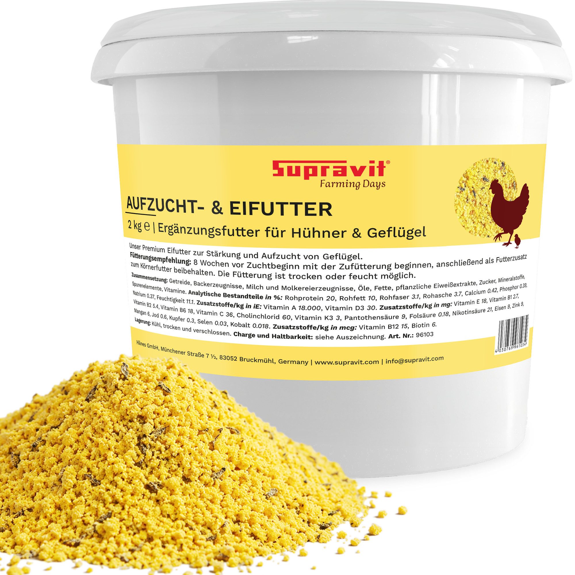 Supravit Aufzucht- & Eifutter für Hühner & Geflügel Ergänzungsfutter Küken, Ergänzungsfutter für: Nutz-/ Wildtier