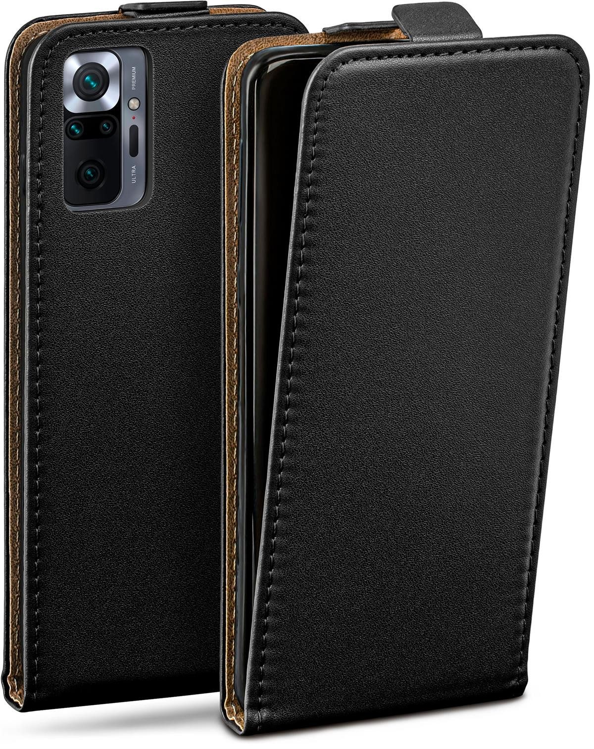 moex Handyhülle für Redmi Note 10 Pro Hülle Klappbar Flip Case Schwarz 6,67 Zoll, 360 Grad Schutz Handytasche Leder Optik PU Lederhülle Cover Klapphülle