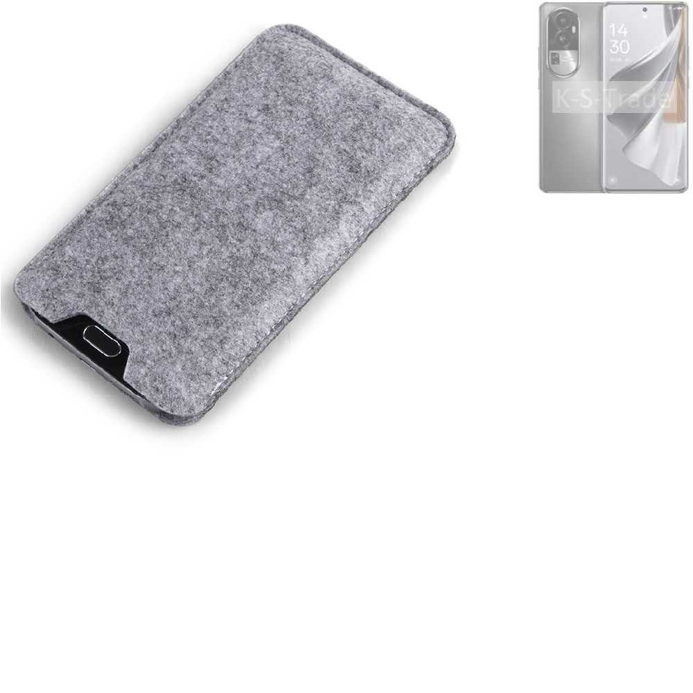 K-S-Trade Handyhülle für Oppo Reno10 Pro, Filz Handyhülle Schutzhülle Filztasche Filz Tasche Case Sleeve