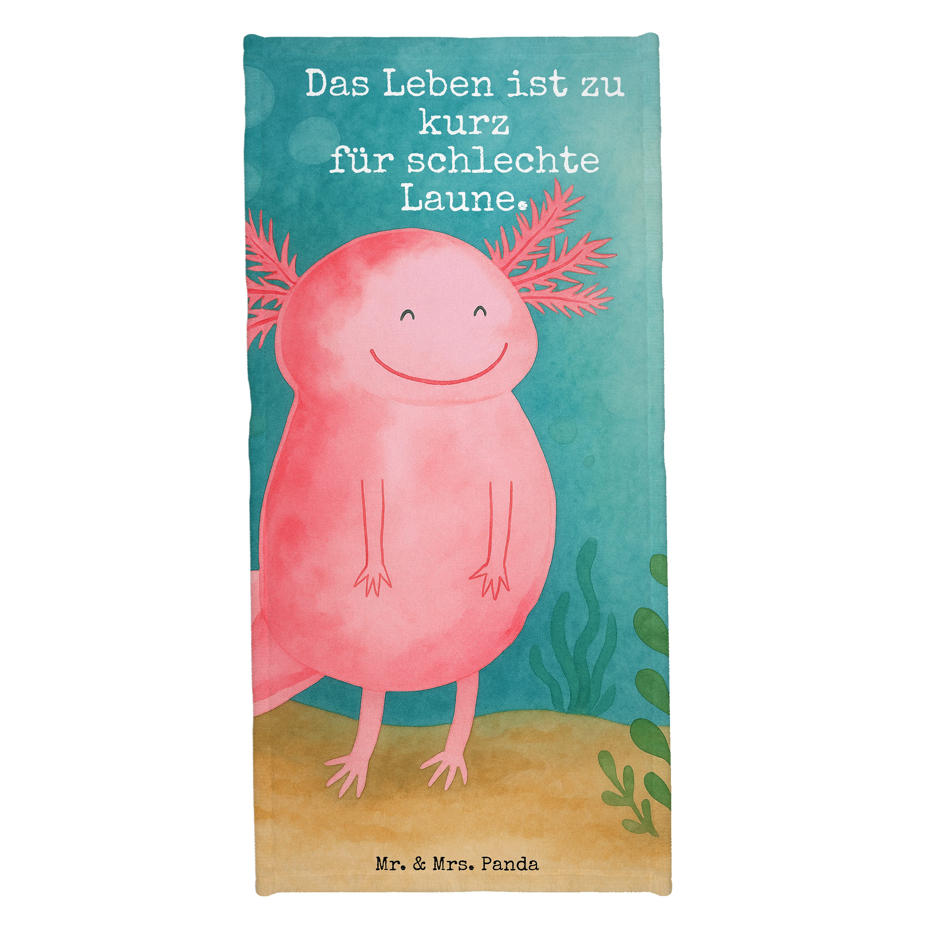 Mr. & Mrs. Panda Handtuch Axolotl Glücklich Design, Kunstfaser (Packung, 1-St)