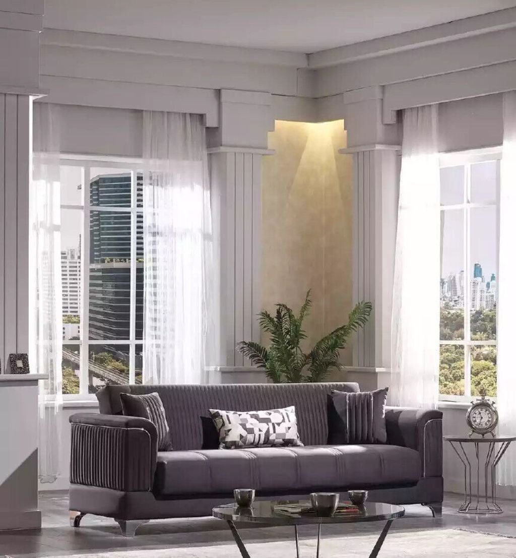 Sofa Europa Luxus Wohnzimmer, Couch in Teile, 1 Sofa Made JVmoebel 3-Sitzer Graues