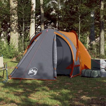 vidaXL Vorzelt Campingzelt 2 Personen Grau Orange 320x140x120 cm 185T Taft