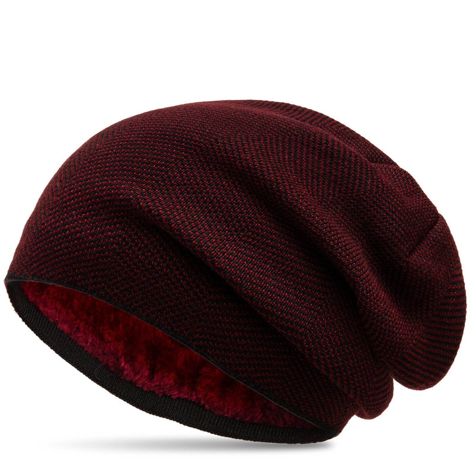 Beanie MU201 warme Feinstrick Beanie Mütze mit Fleece gefüttert