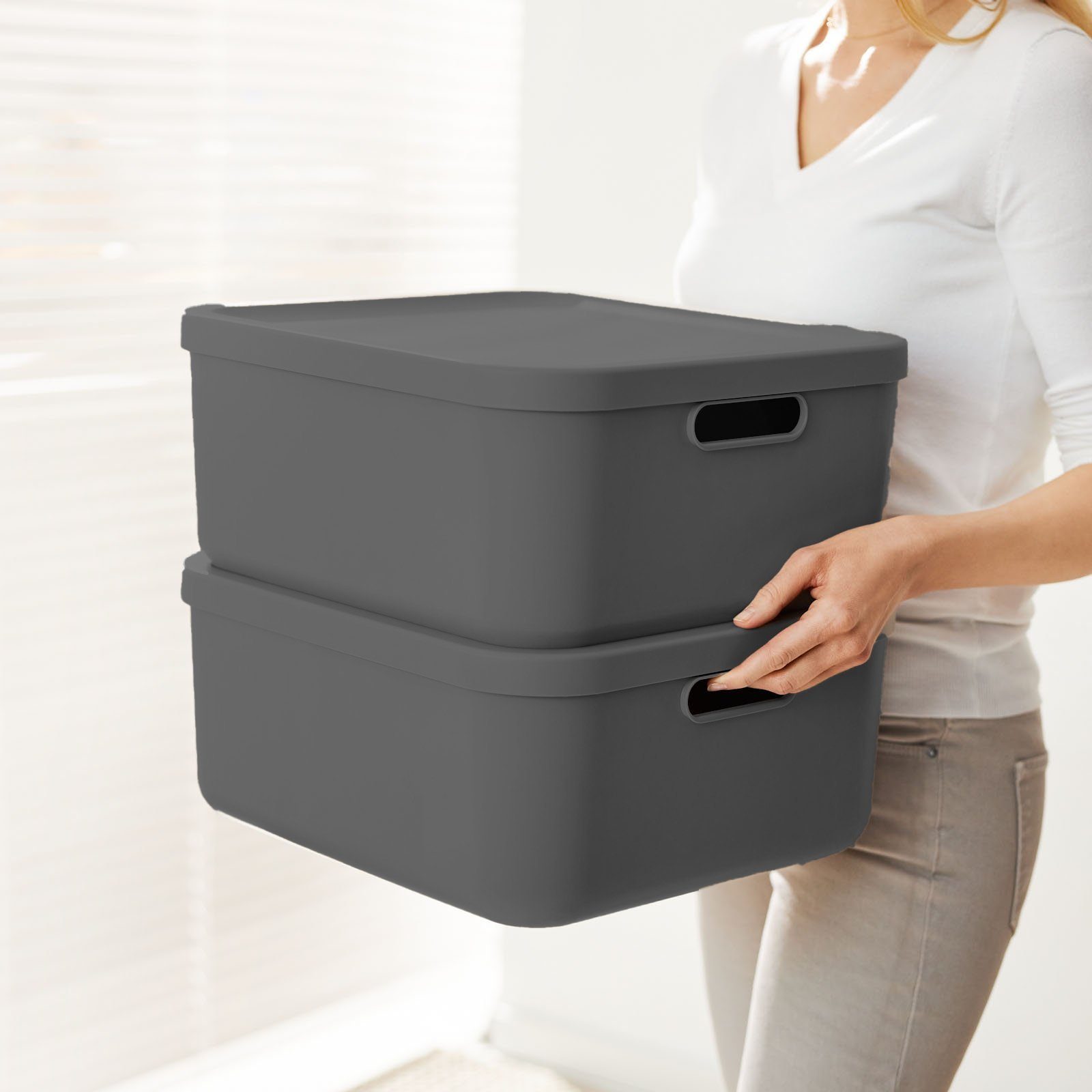 ROTHO Aufbewahrungsbox Albula Light 2er-Set Aufbewahrungskiste 20l (Aufbewa günstig online kaufen