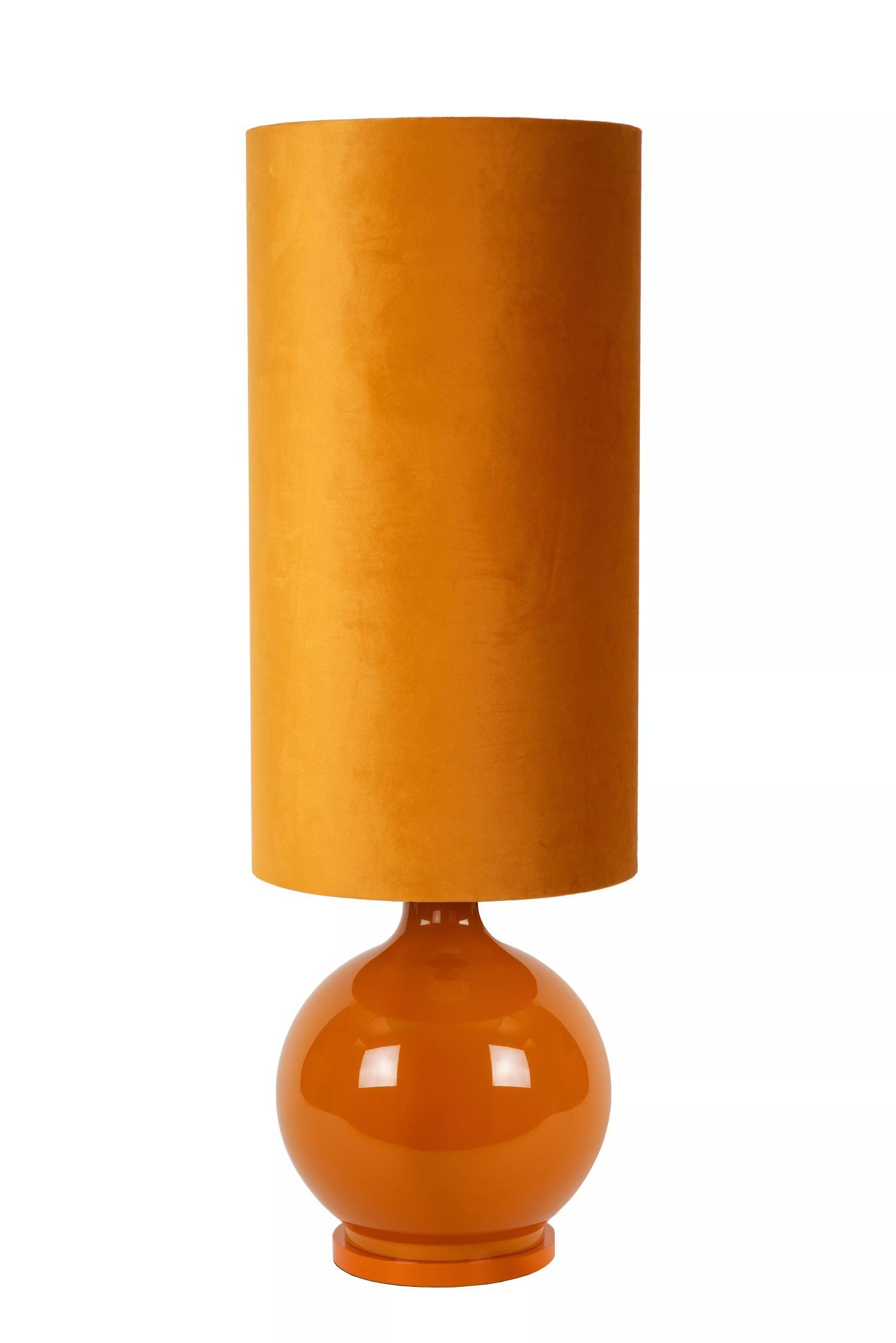 Licht-Erlebnisse Stehlampe SAYO, ohne Leuchtmittel, Glas Stoff E27 100 cm Ockergelb rund Modern