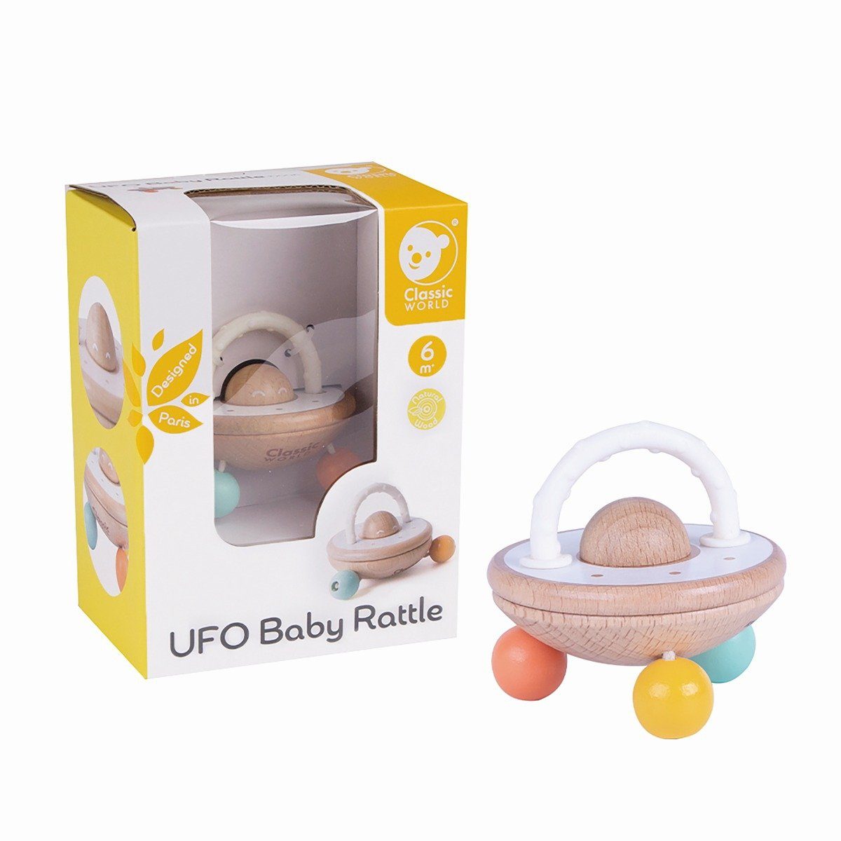 Classic World Beißring-Rassel Rassel UFO Beißring Lernspielzeug
