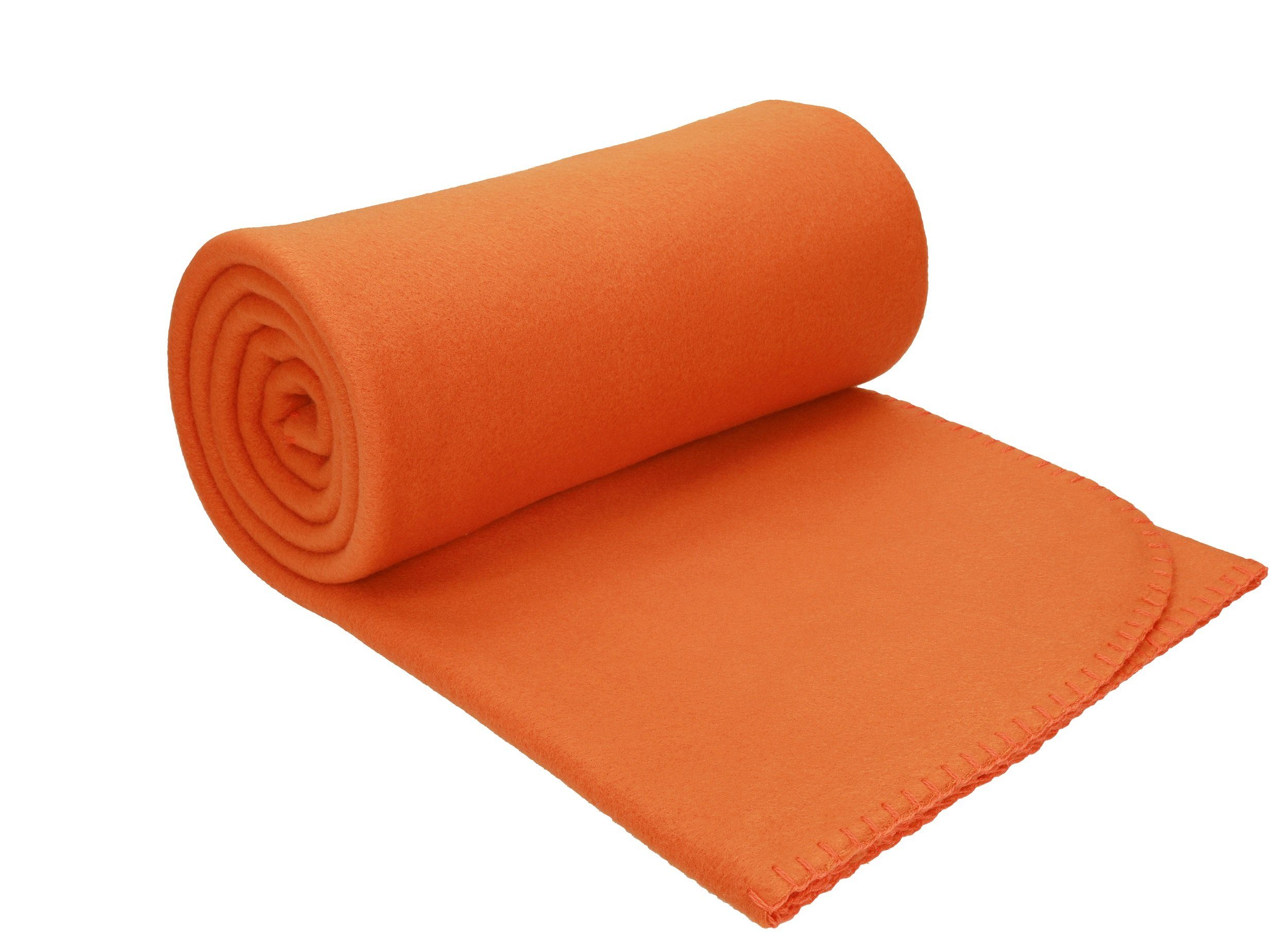 Wohndecke Luxus Fleecedecke Kuscheldecke Größe 130x170 cm Farbe orange, Betz, 180 g/m²