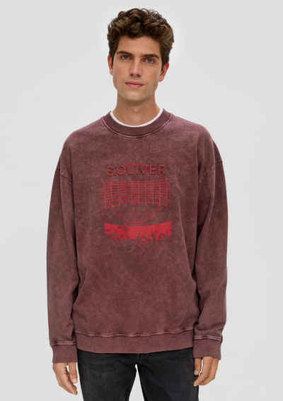s.Oliver Sweatshirt Gewaschenes Sweatshirt mit Grafik-Print Garment Dye