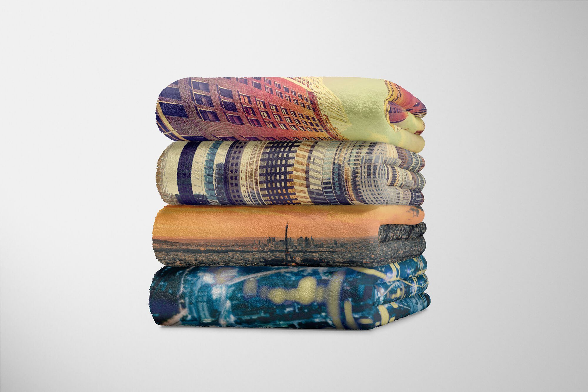 Sinus Art Handtücher Handtuch Saunatuch Handtuch Fotomotiv Kuscheldecke Baumwolle-Polyester-Mix Eif, mit Horizont Paris Strandhandtuch (1-St)