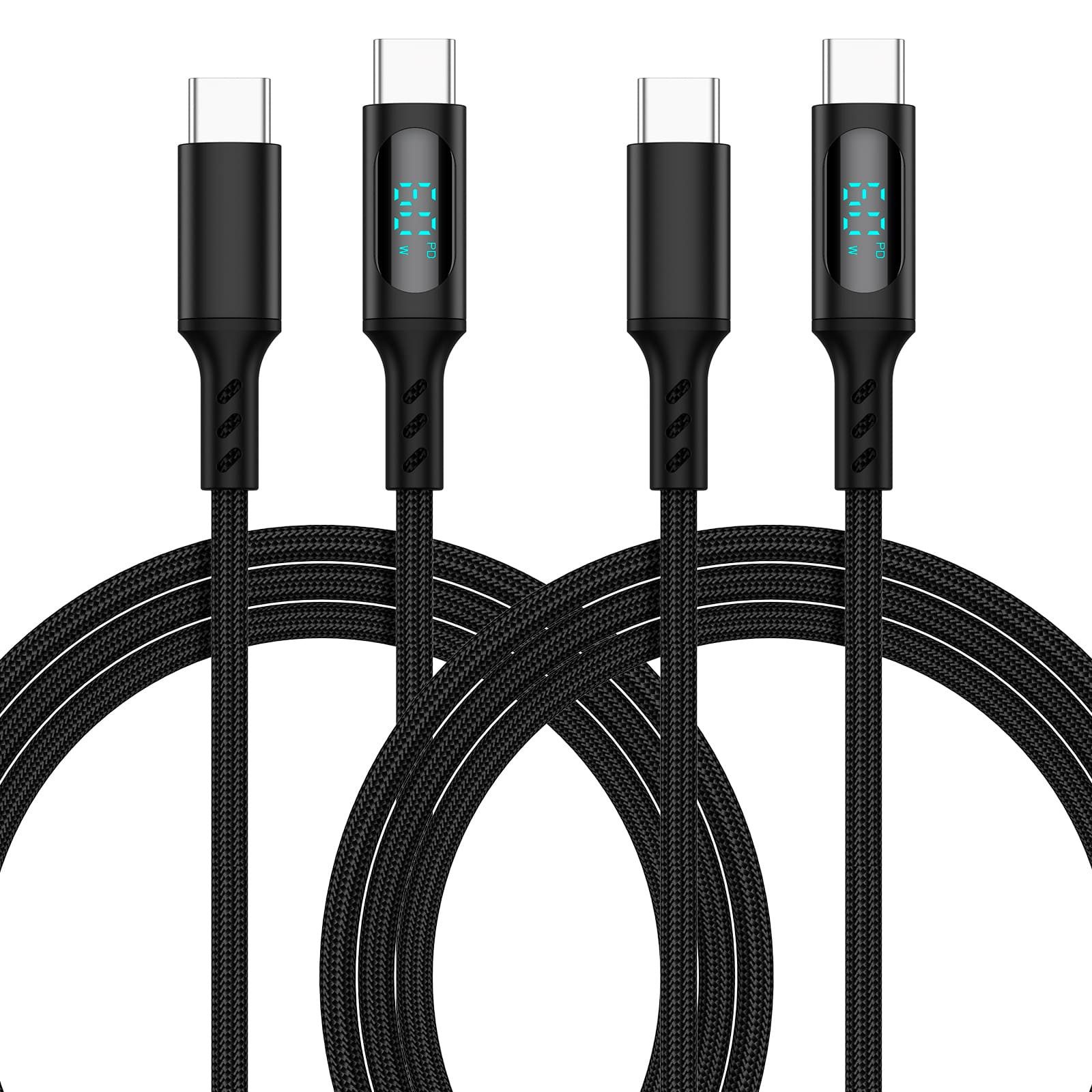 EAXUS Schnellladekabel 60 W mit LED-Display USB-Kabel, USB-C, (100 cm), Power Delivery PD, zum Aufladen + Synchronisieren von Laptops