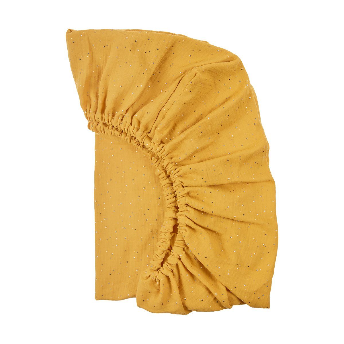 Spannbettlaken Musselin goldene Punkte auf Gelb, KraftKids, 100% Baumwolle Musselin, 140 x 70 cm