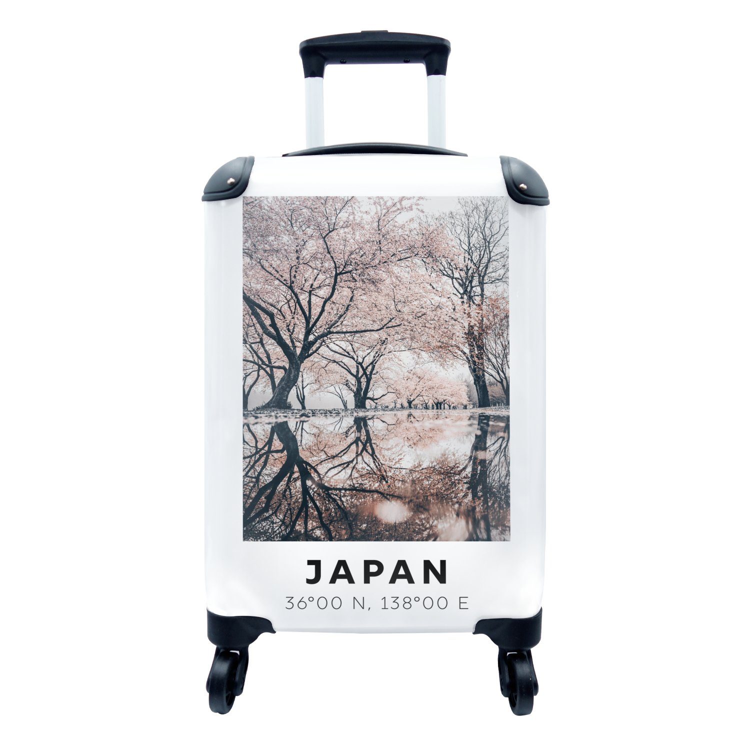 MuchoWow Handgepäckkoffer Japan - Blüten - Bäume, 4 Rollen, Reisetasche mit rollen, Handgepäck für Ferien, Trolley, Reisekoffer