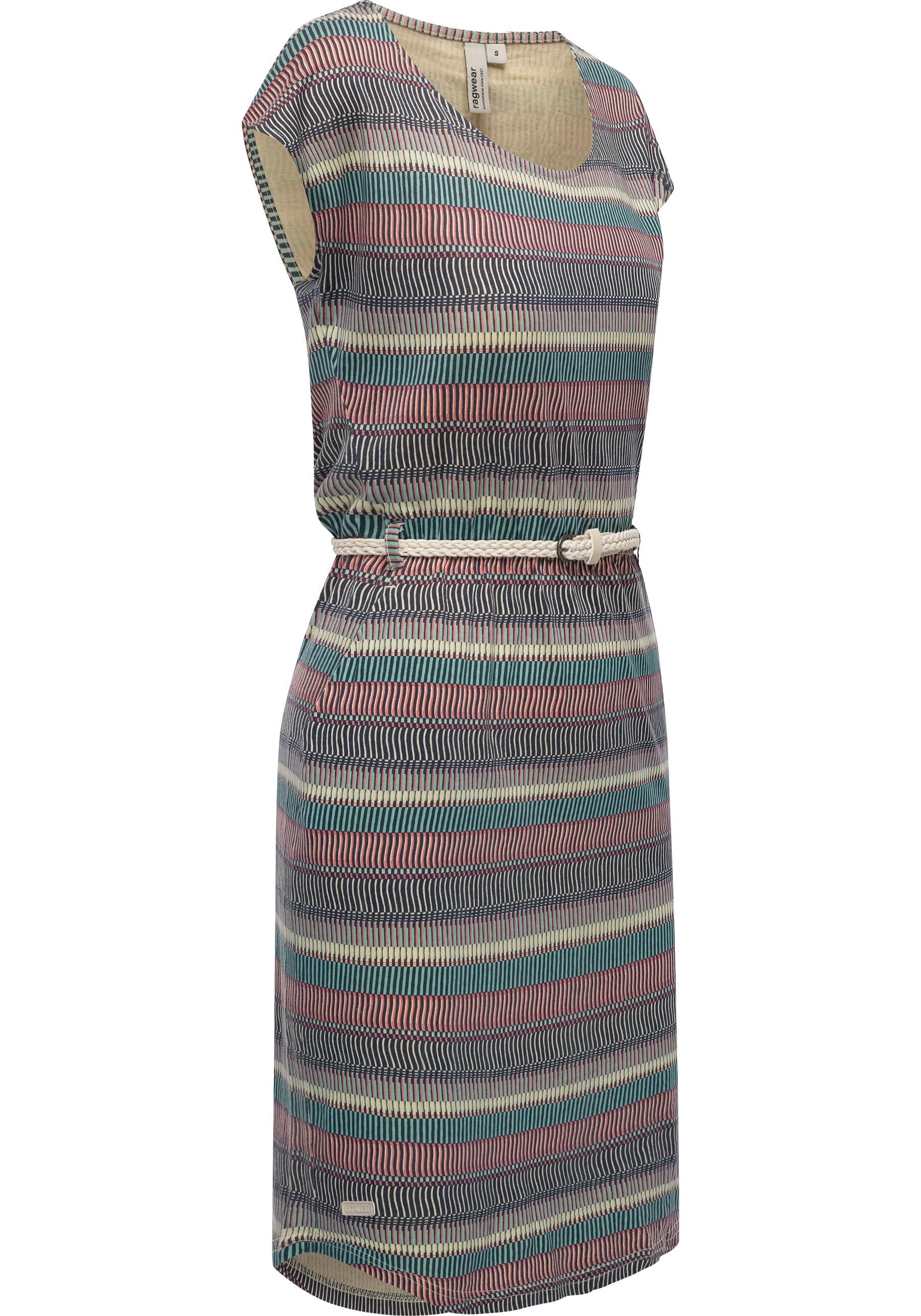 Ragwear Shirtkleid Lilithe YOUMODO Sommerkleid mit Alloverprint und Flechtgürtel