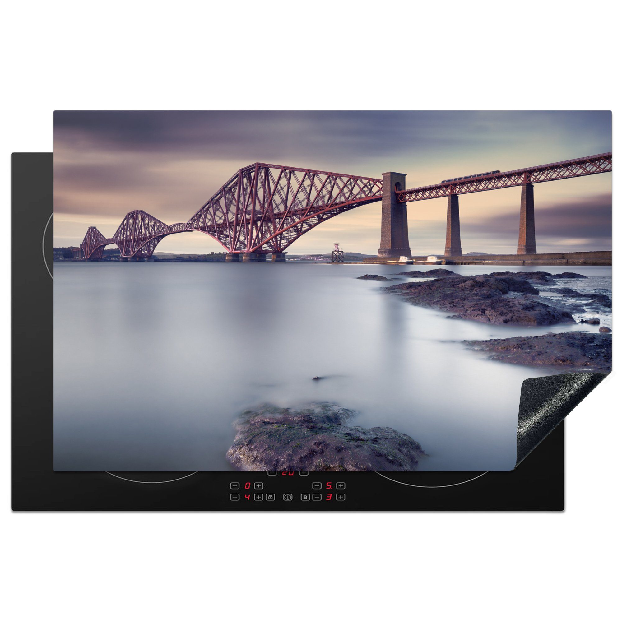 MuchoWow Herdblende-/Abdeckplatte Forth Bridge in Schottland, Vinyl, (1 tlg), 81x52 cm, Induktionskochfeld Schutz für die küche, Ceranfeldabdeckung