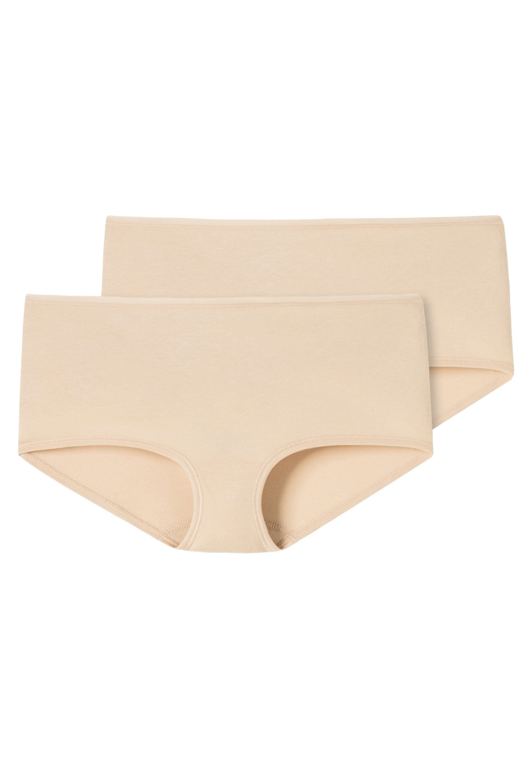 Baumwolle - 95/5 Shorts Bund Pack und Besonders 2-St) Panty - Nähte (Spar-Set, Sand Schiesser 2er supersofter flache Organic Cotton