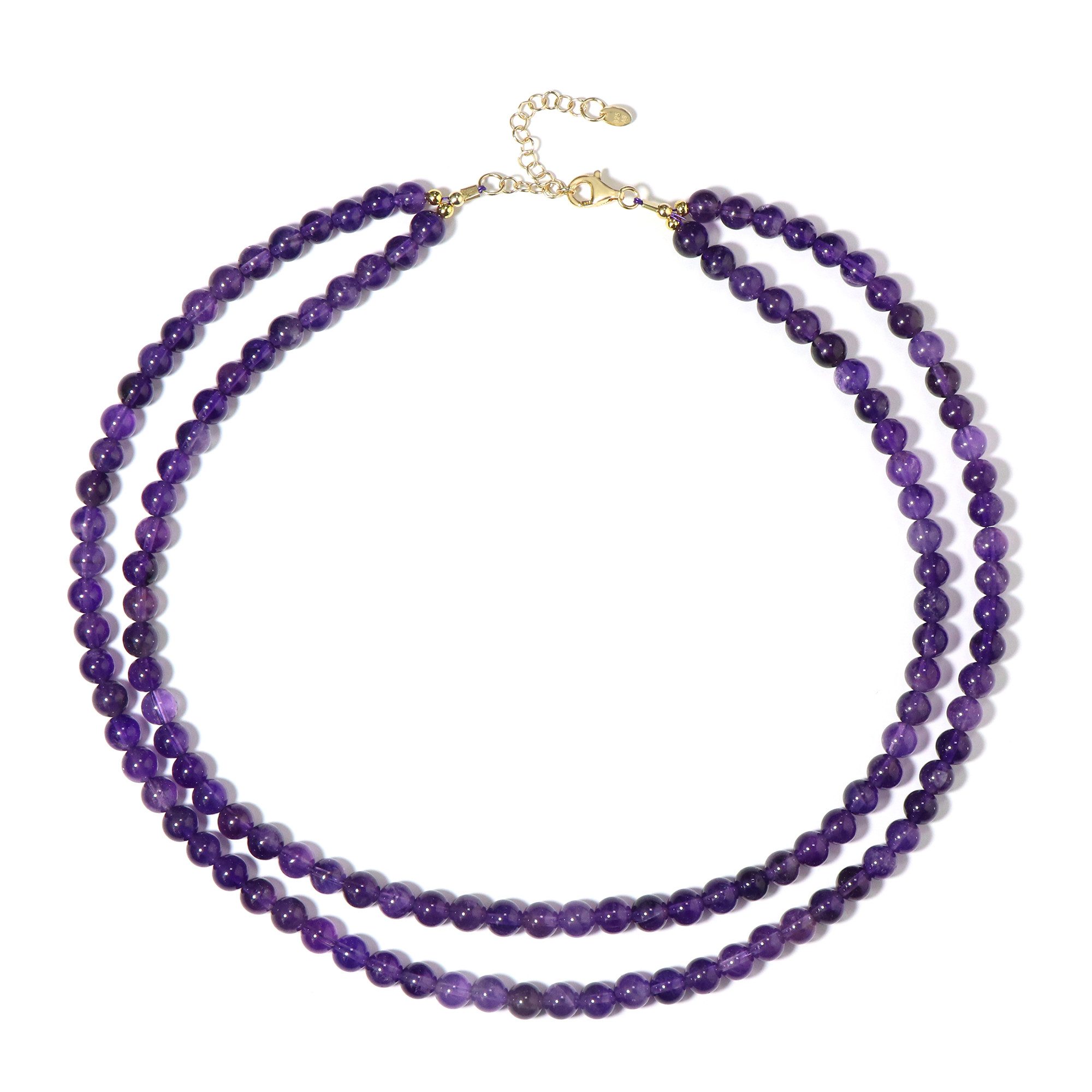 Silberkette Sambische Amethyst-Halskette aus vergoldetem Silber