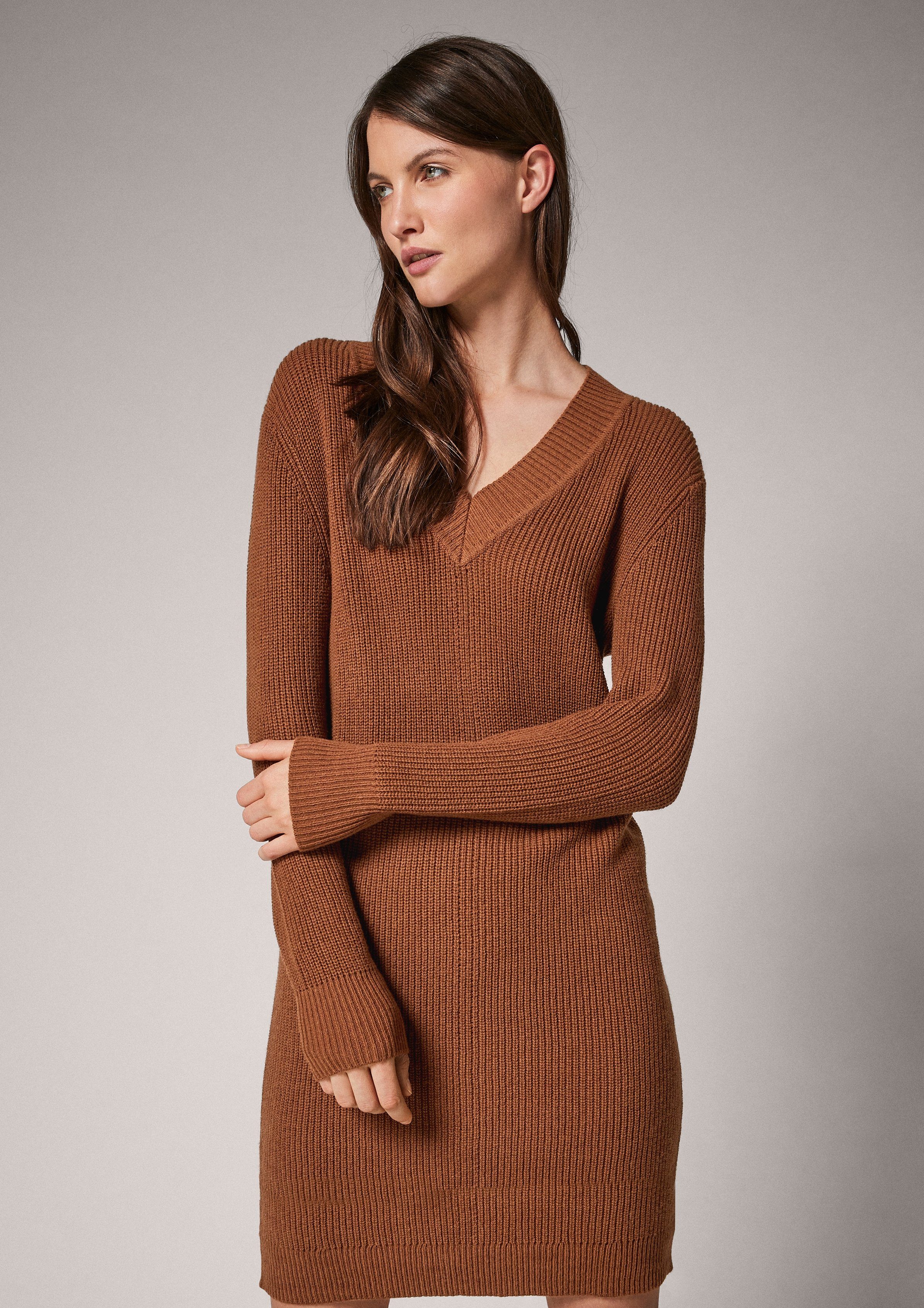 Comma Minikleid »Kurzes Kleid mit V-Neck« (1-tlg) Rippblende online kaufen  | OTTO