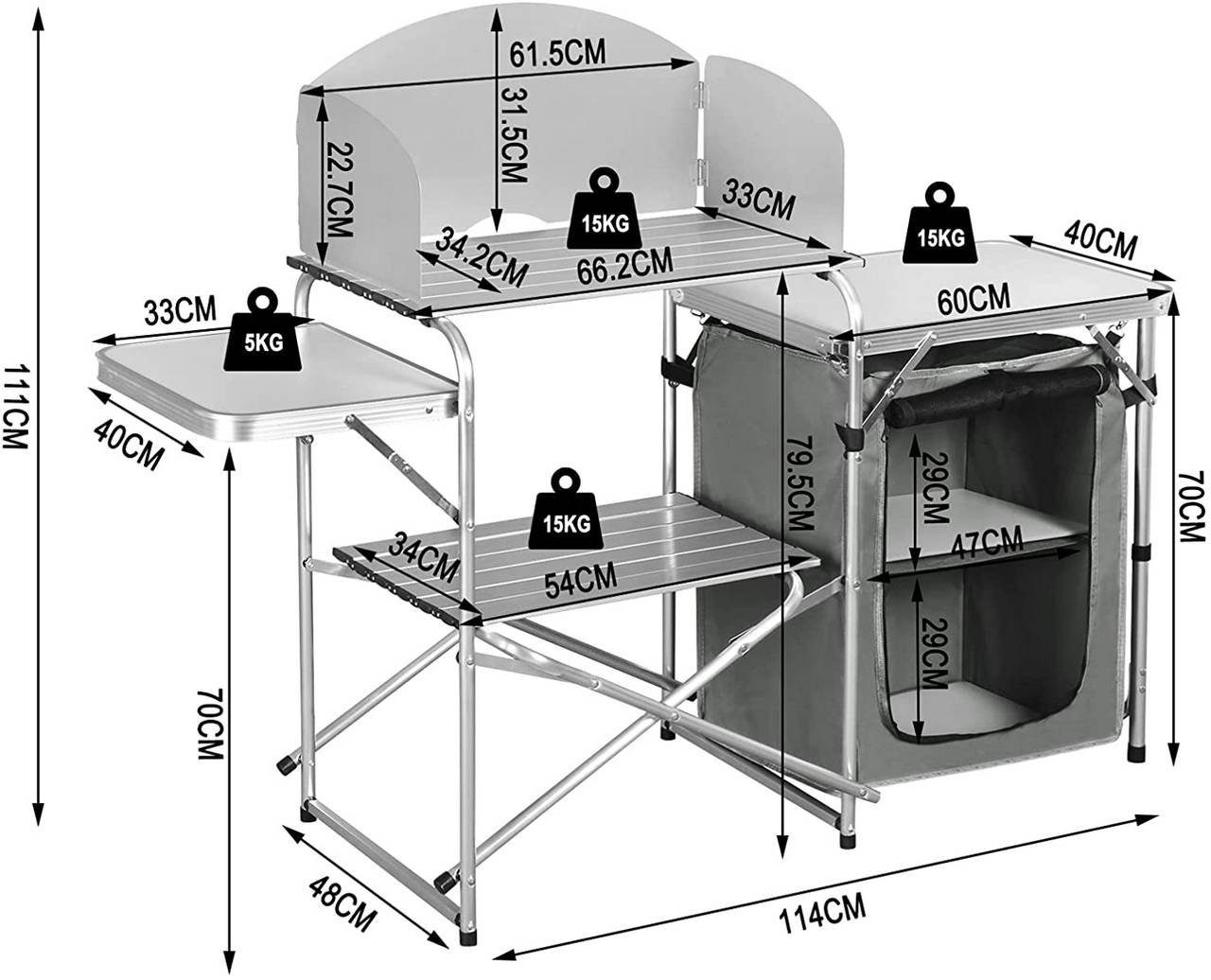 Woltu Campingtisch, faltbar tragbar inkl.Tragetasche mit Aluminiumgestell