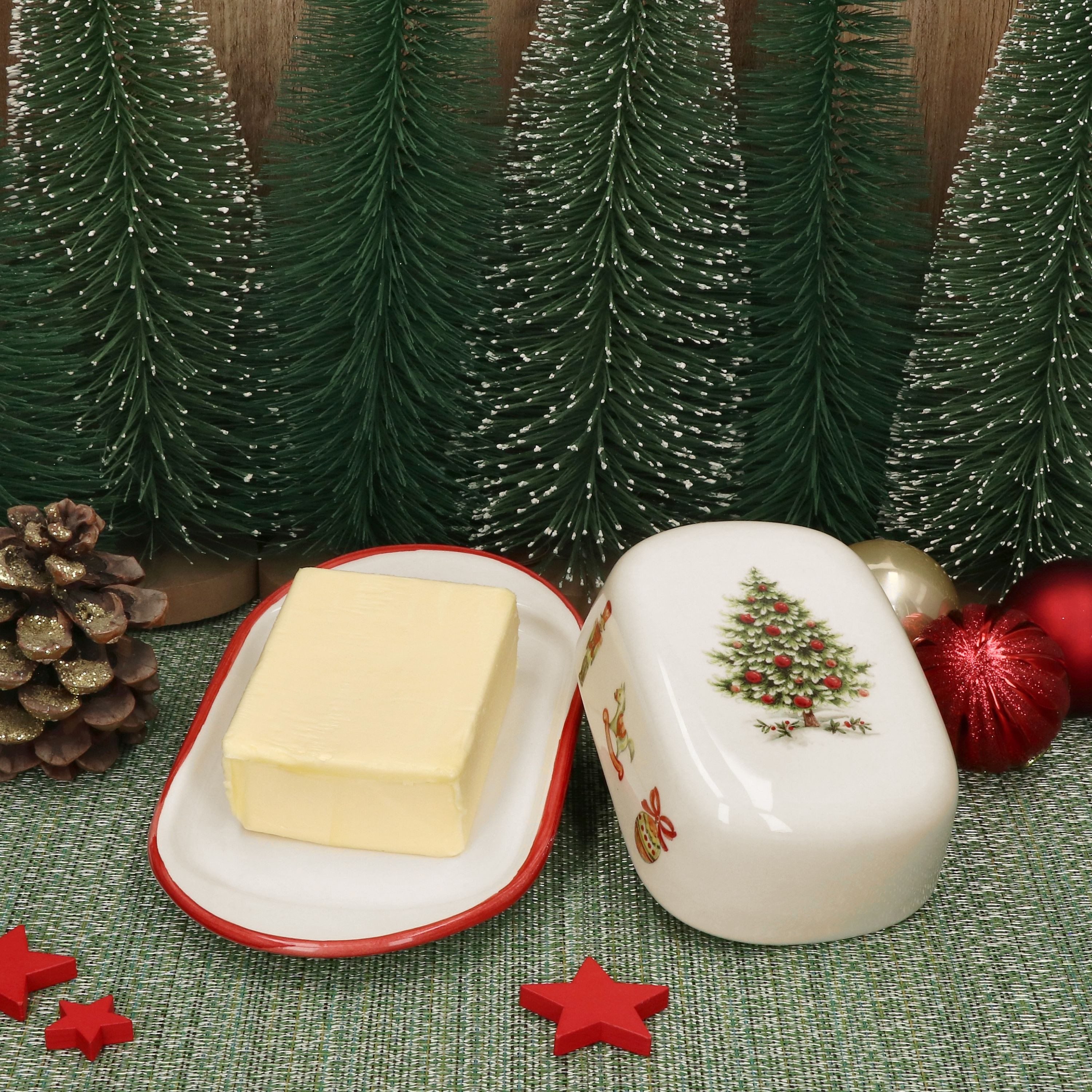 MamboCat Butterdose Maestro Natale Butterdose mit Deckel für 250g Butter-Teller Keramik, Keramik