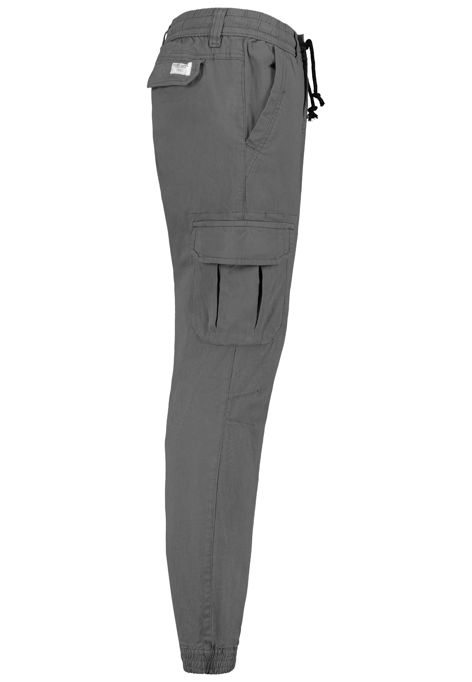 SUBLEVEL Cargohose mit elastischen Bündchen und Kordelzug Jogger Pants
