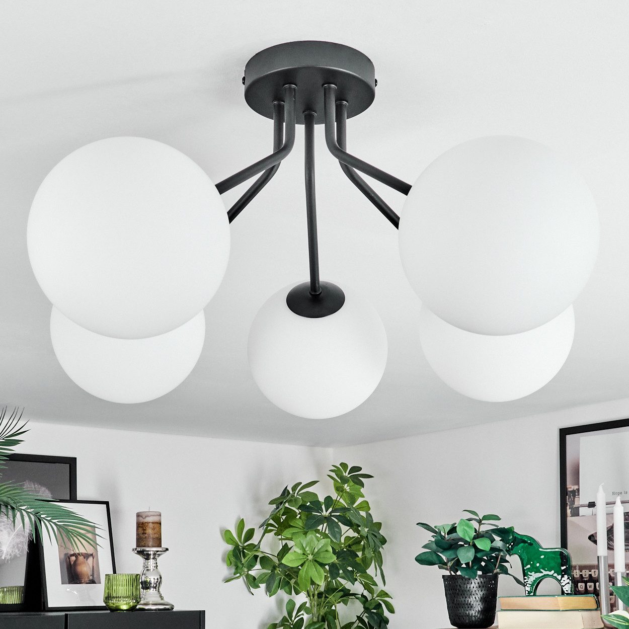 hofstein Deckenleuchte Deckenlampe aus Metall/Glas in günstig online kaufen
