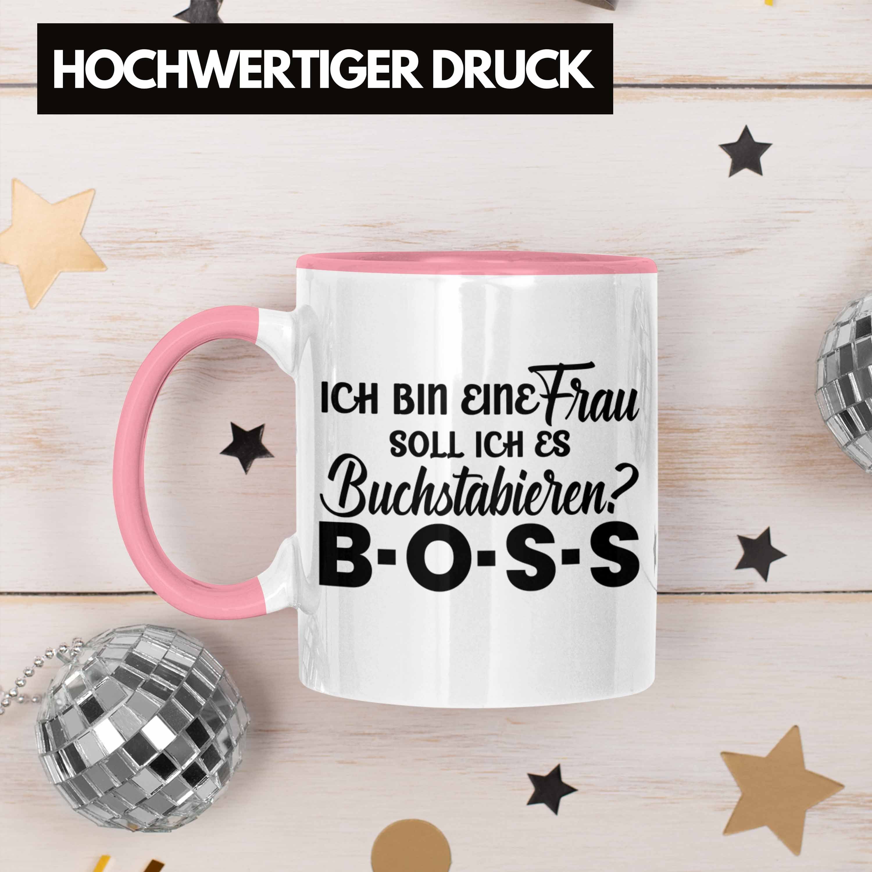 Tasse für Frauentag Frauen Rosa Tasse Trendation Geschenk Boss Starke mit Frau Spruch Tasse - Trendation Frauen