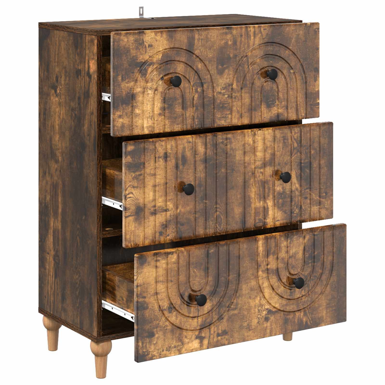 vidaXL Kommode 66 x 34,5 x 90 cm Kommode Schubladenschrank Sideboard Geräucherte Eich