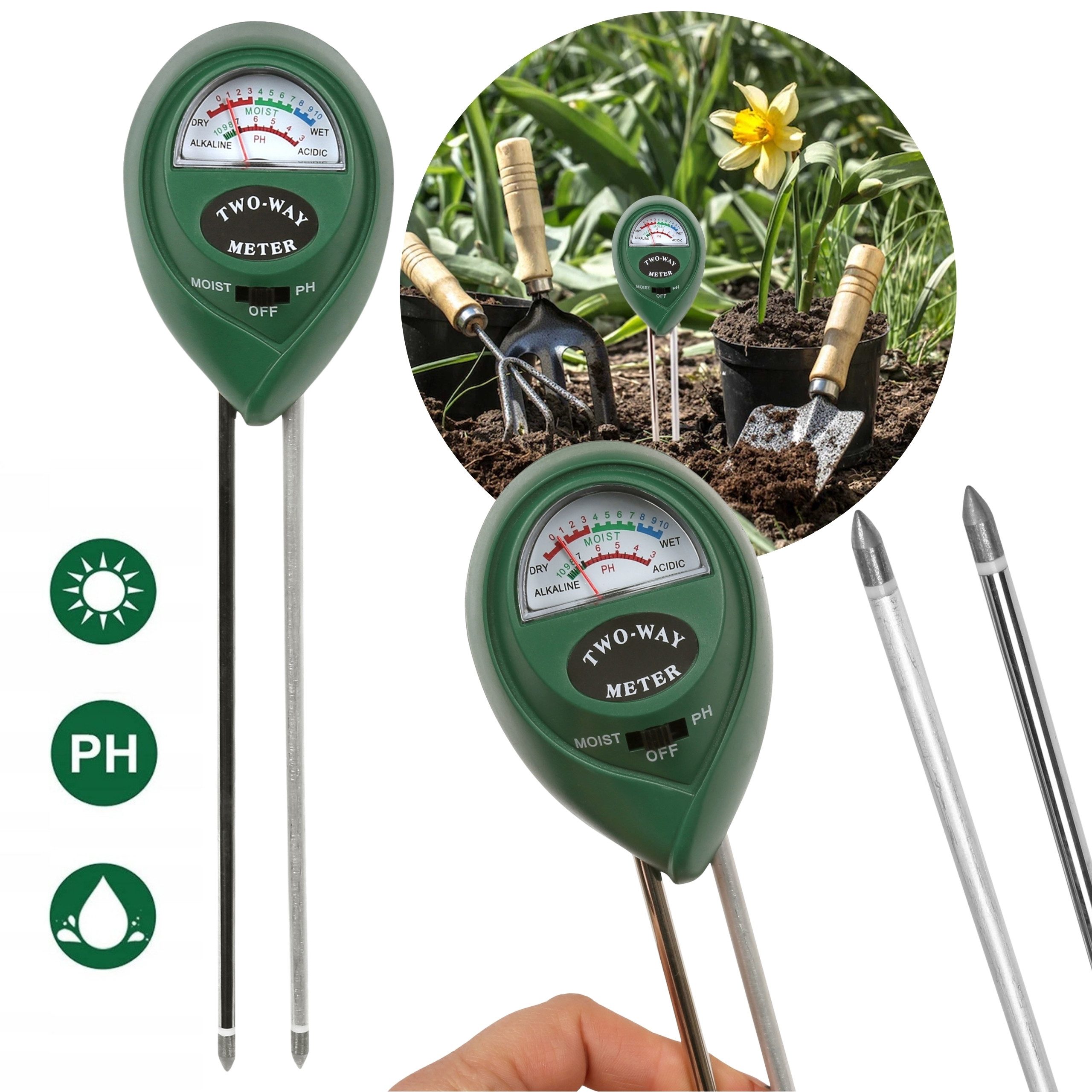 Bellushortus Bodentest 3-in-1 pH-Messgerät für Boden, Tester für Garten- und Topfpflanzen